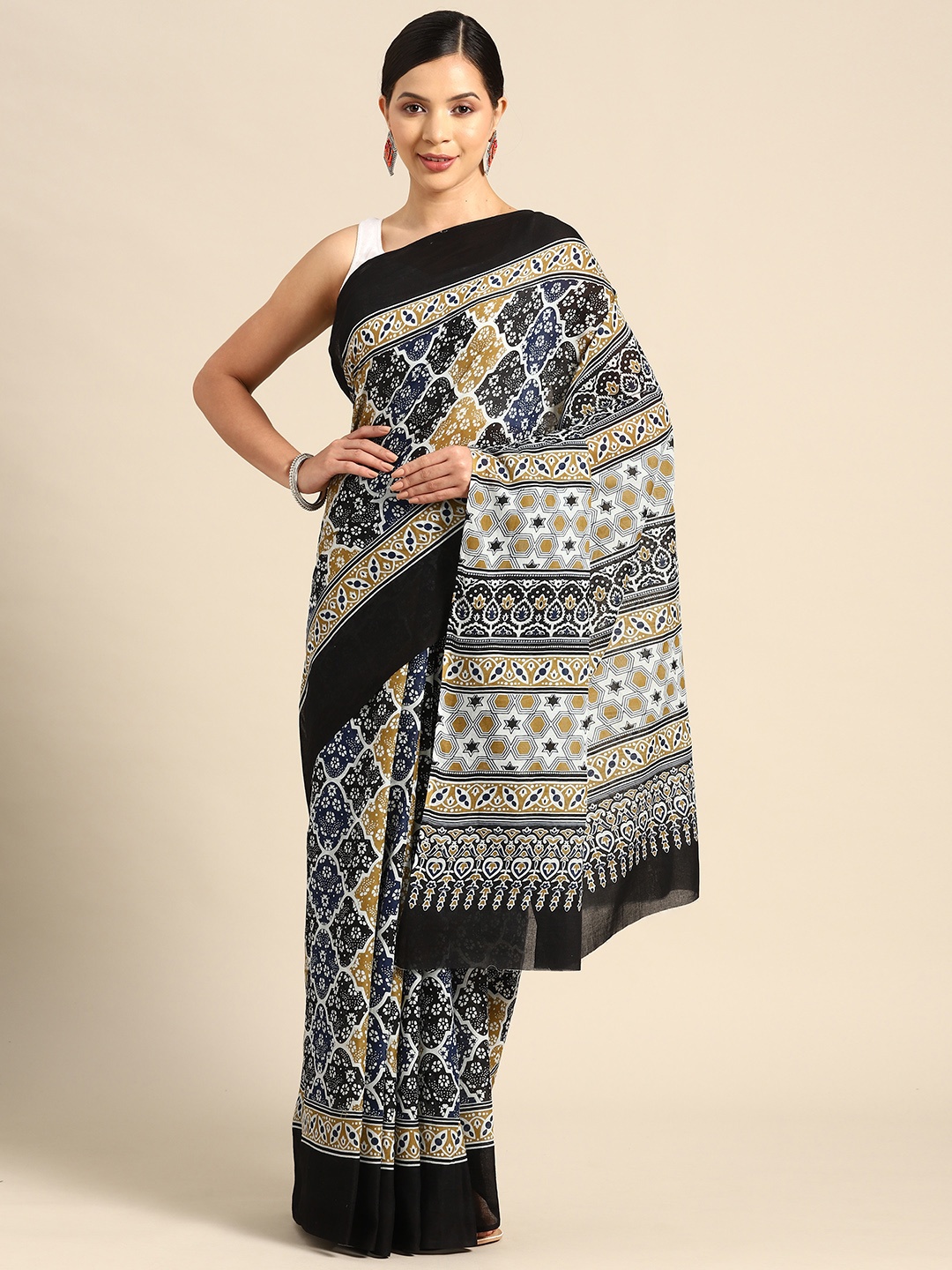 

BUTA BUTI Ethnic Motifs Pure Cotton Saree, White