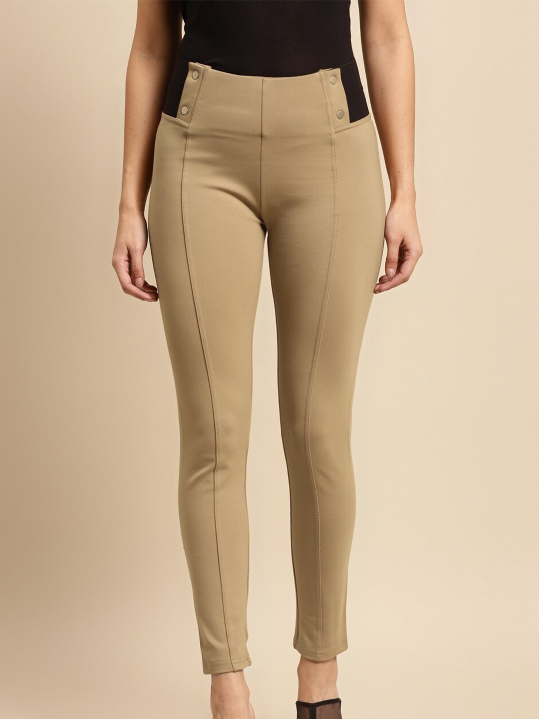 

Lakshita Women Plus Size Solid Slim Fit Jeggings, Beige