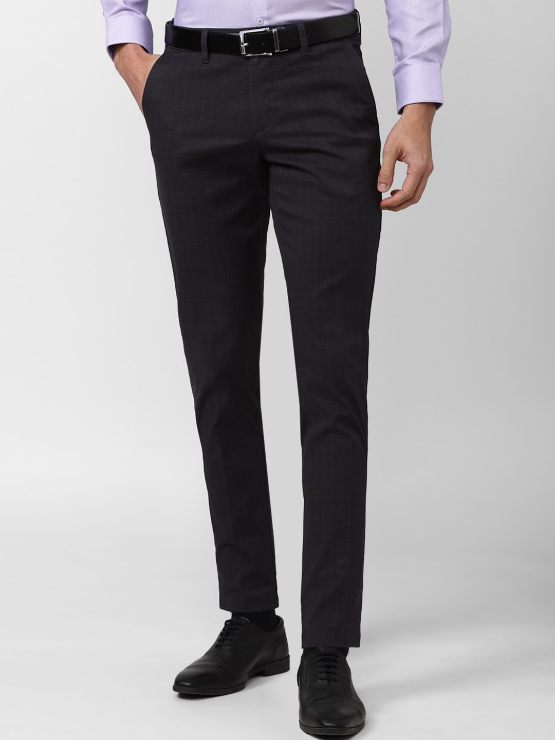 

V Dot Men Slim Fit Trousers, Black