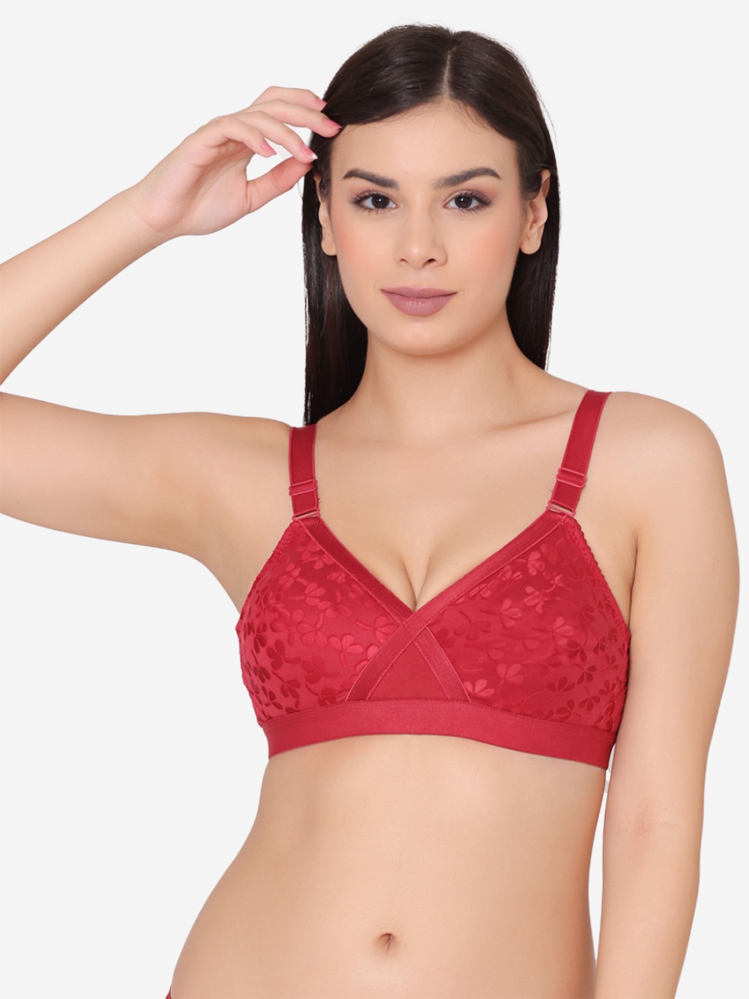 

GROVERSONS Paris Beauty Floral Non-Padded Non Wired Full Coverage Bra BR130-MAROON