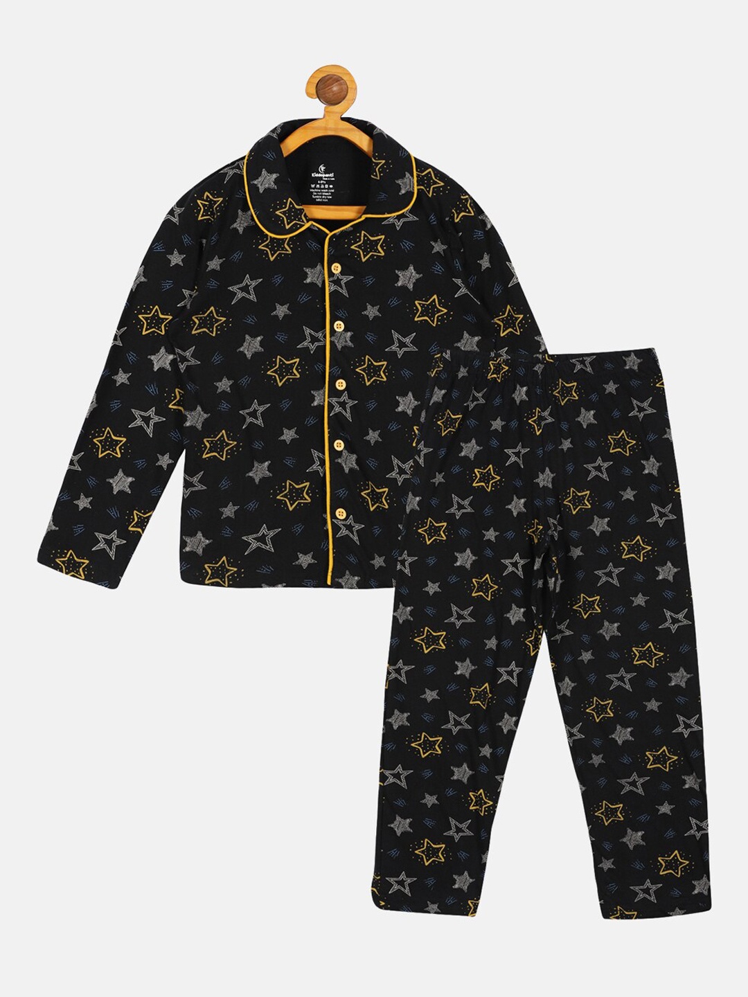 

KiddoPanti Boys Printed Night suit, Black