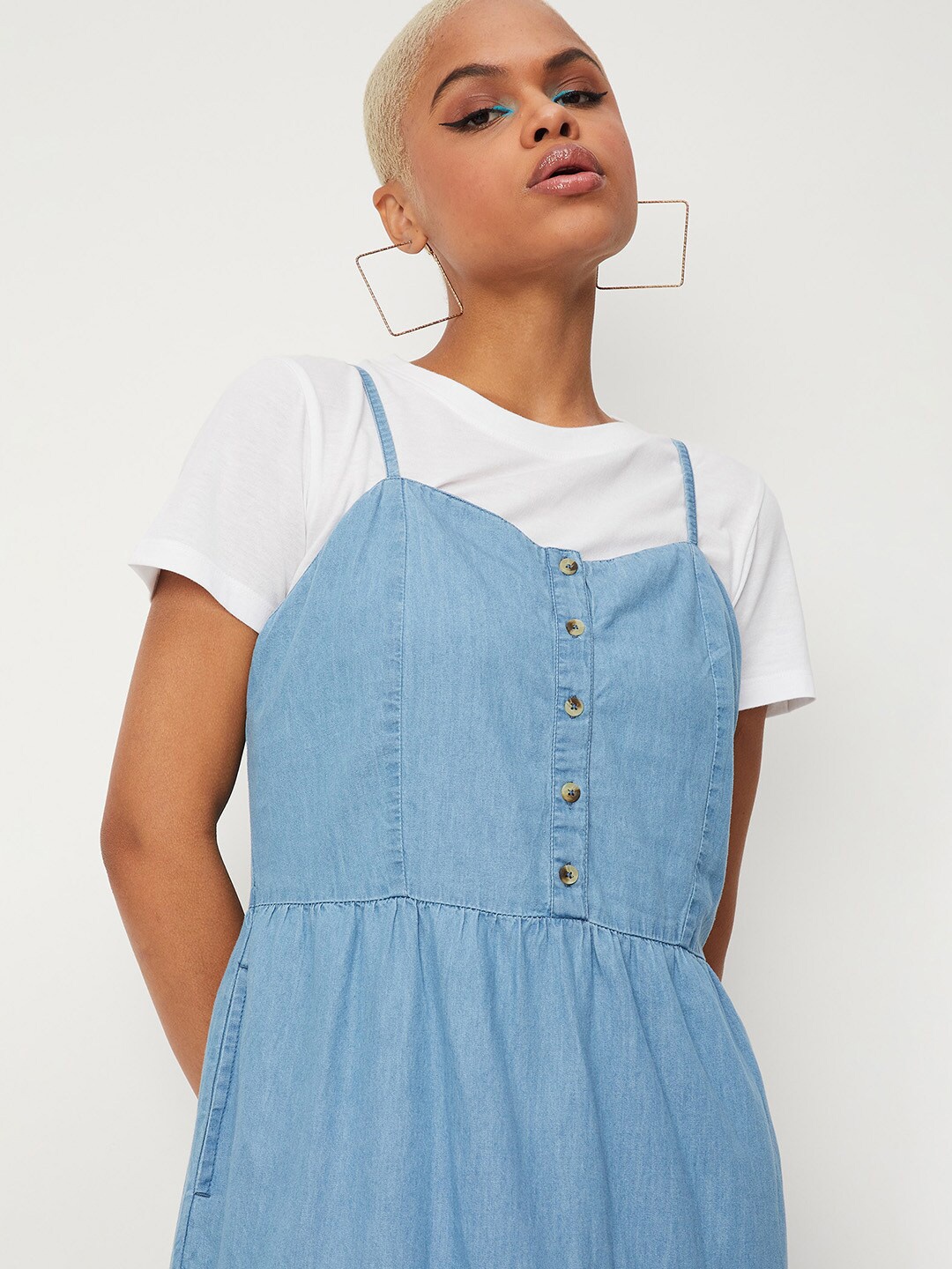

max Tiered A-Line Cotton Dress, Blue
