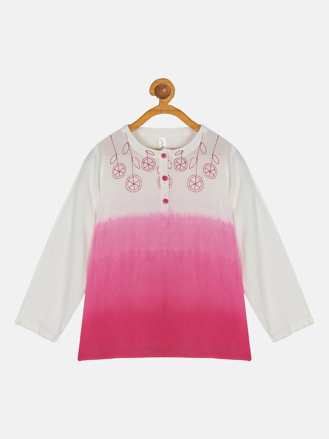 

KiddoPanti Girls Dyed Thread Work Kurta, Pink