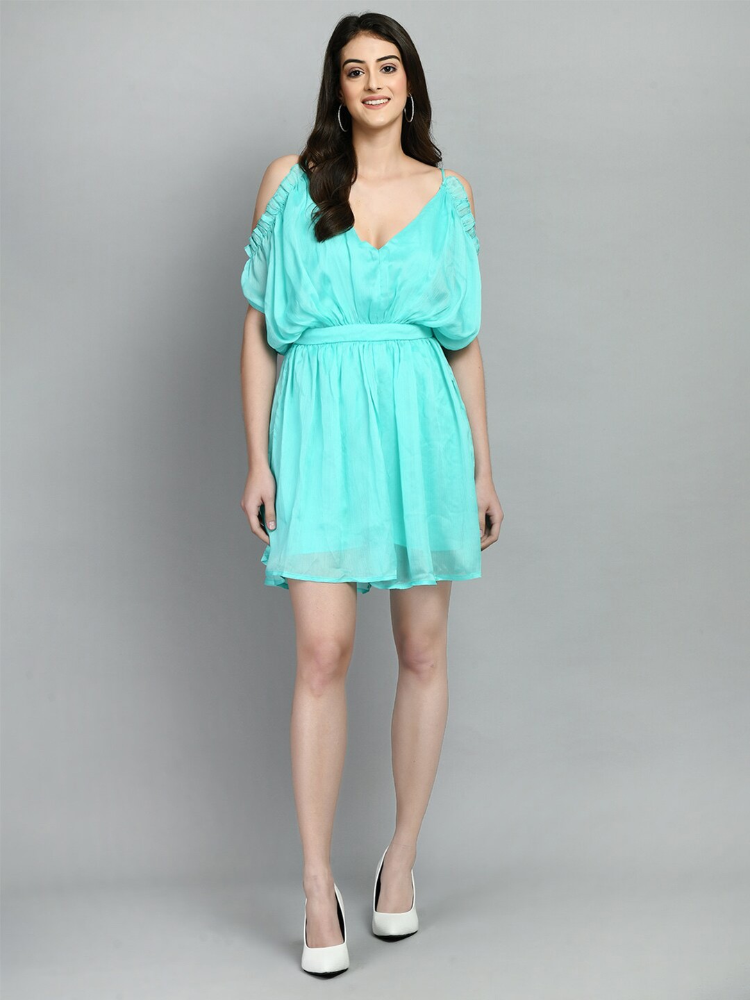 

PRETTY LOVING THING Cold Shoulder Dress, Turquoise blue