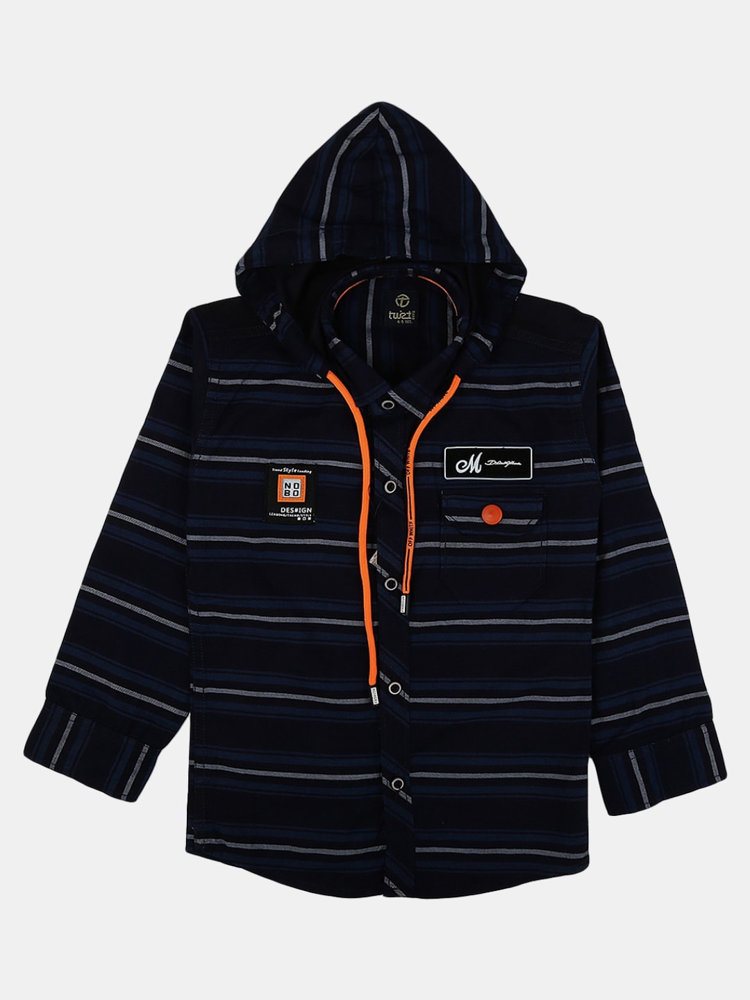 

V-Mart Boys Horizontal Striped Casual Shirt, Navy blue