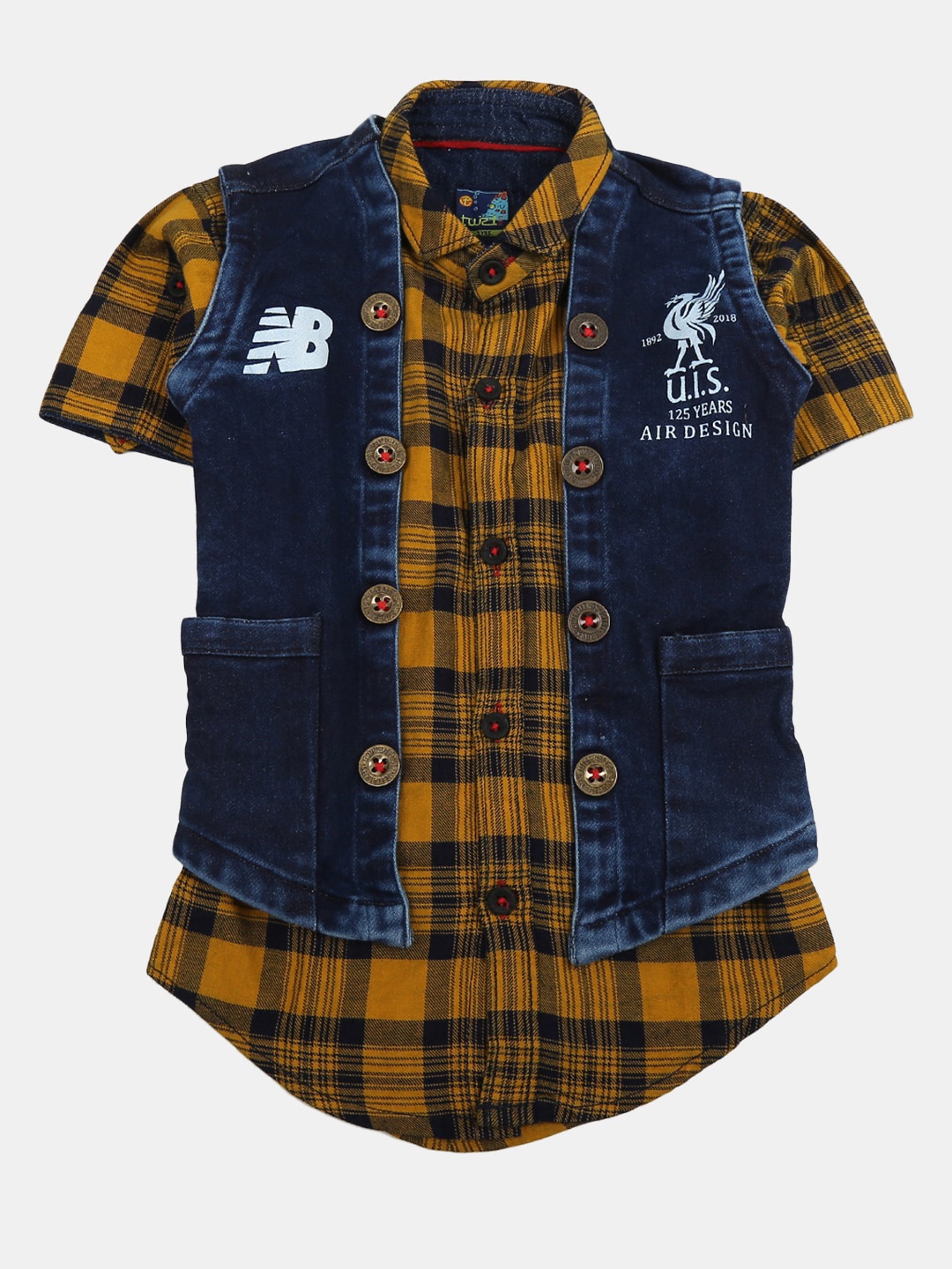 

V-Mart Boys Checked Casual Cotton Shirt, Mustard