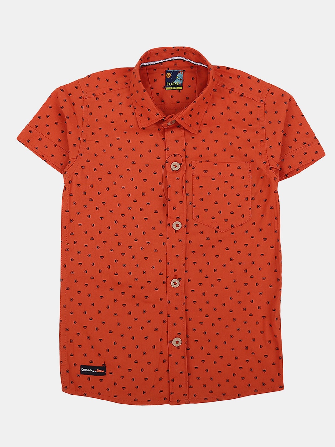 

V-Mart Boys Printed Casual Cotton Shirt, Orange