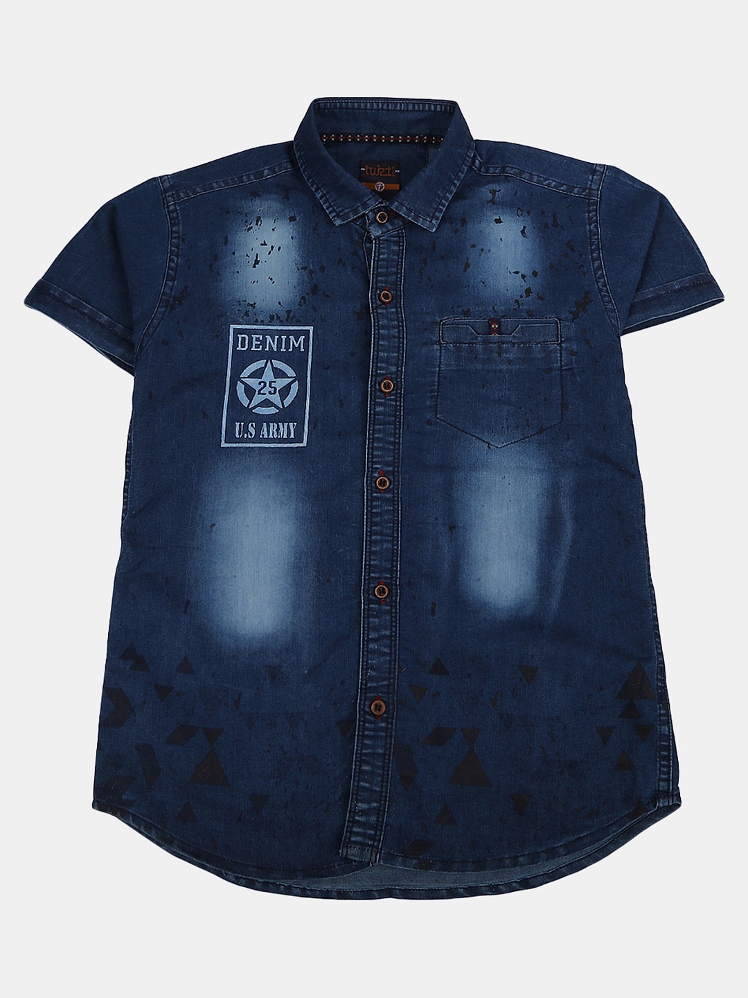 

V-Mart Boys Faded Classic Denim Casual Shirt, Blue