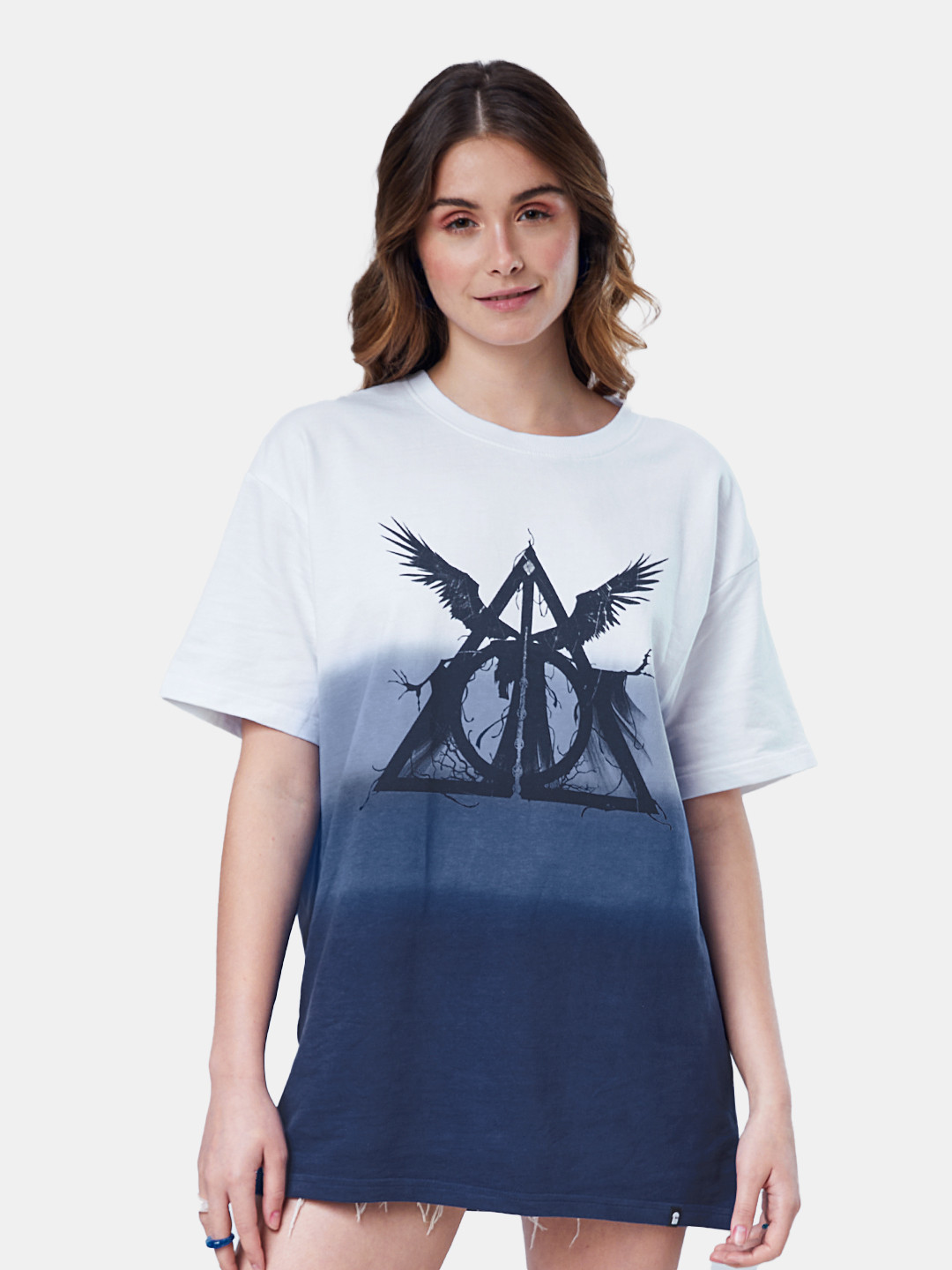 

The Souled Store Women Printed Drop-Shoulder Sleeves Oversize T-shirt, White