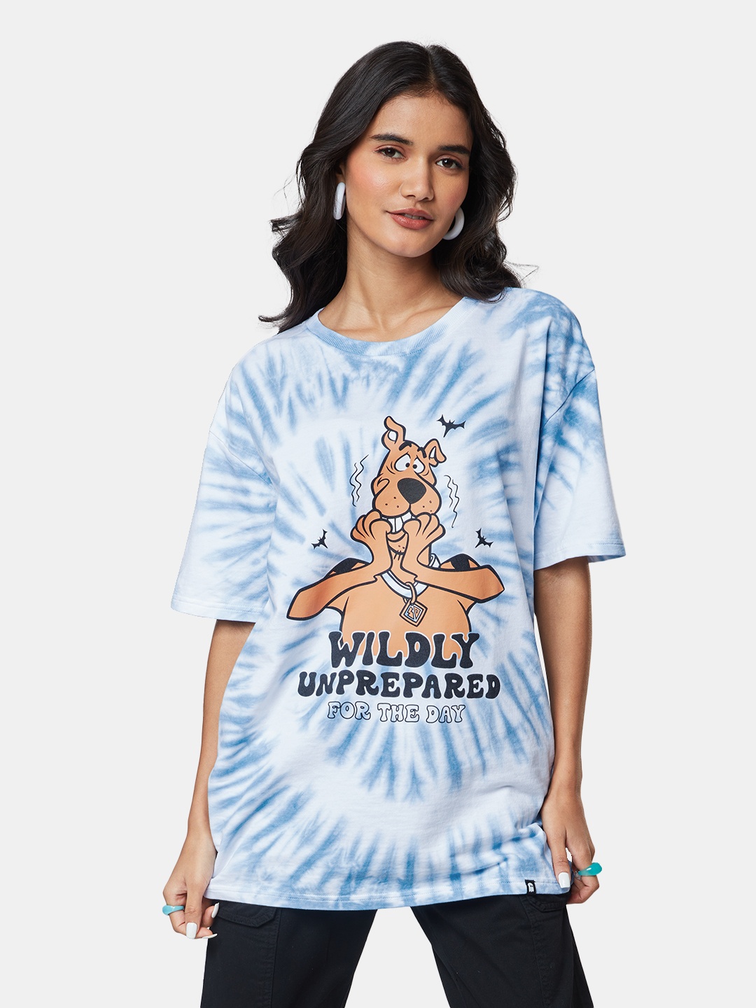 

The Souled Store Women Tie-Dye Scooby Doo Printed Loose T-shirt, Blue