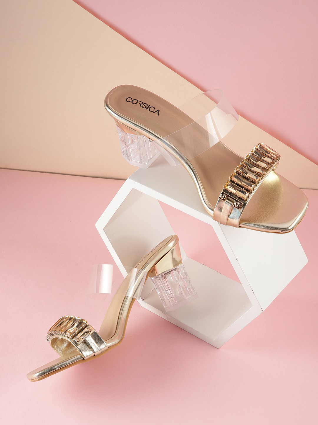 

CORSICA Women Embellished Block Heels, Gold