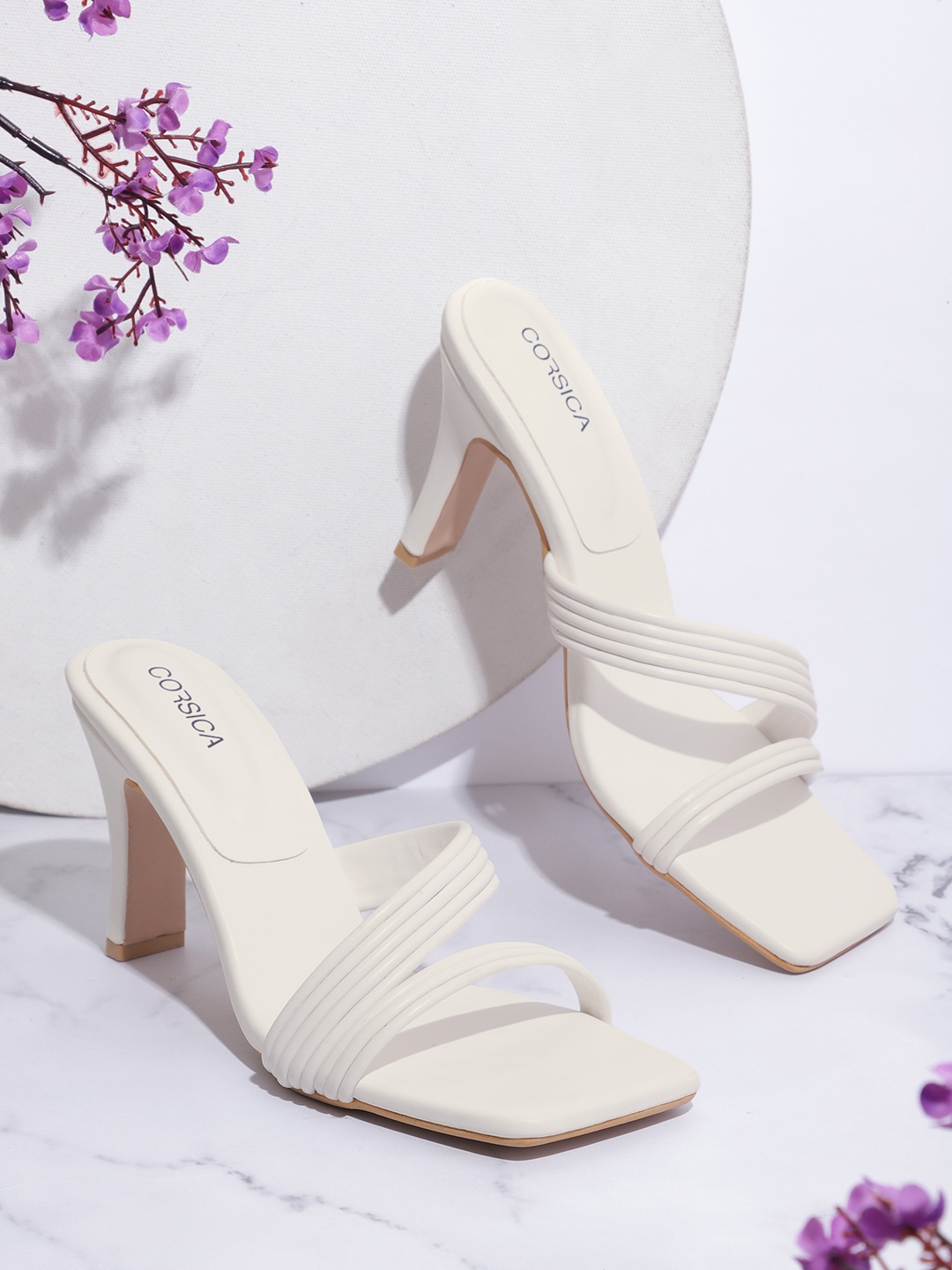 

CORSICA Open Toe Block Heels, White