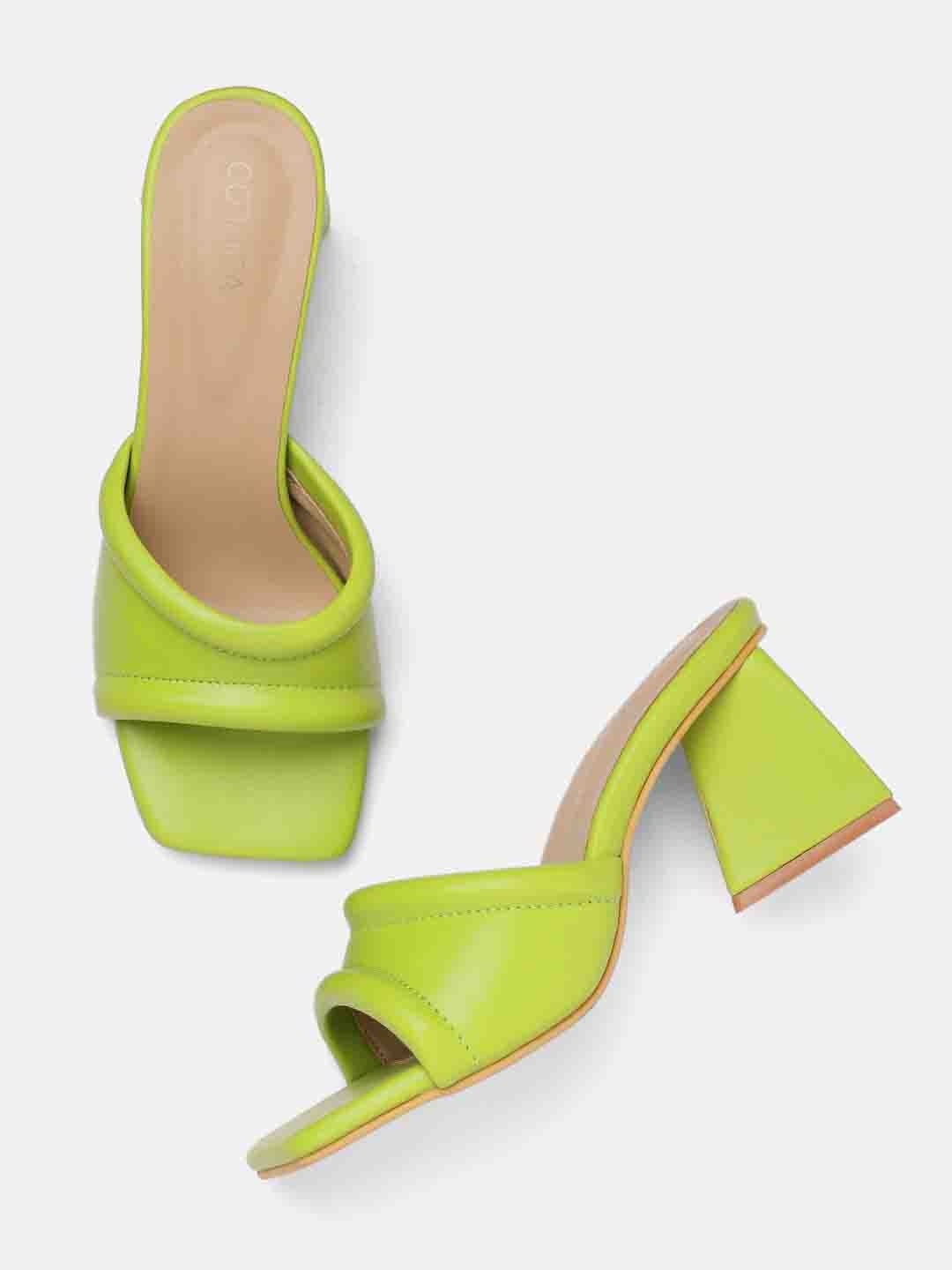 CORSICA Slip-On Square-Toe Block Pumps, Green