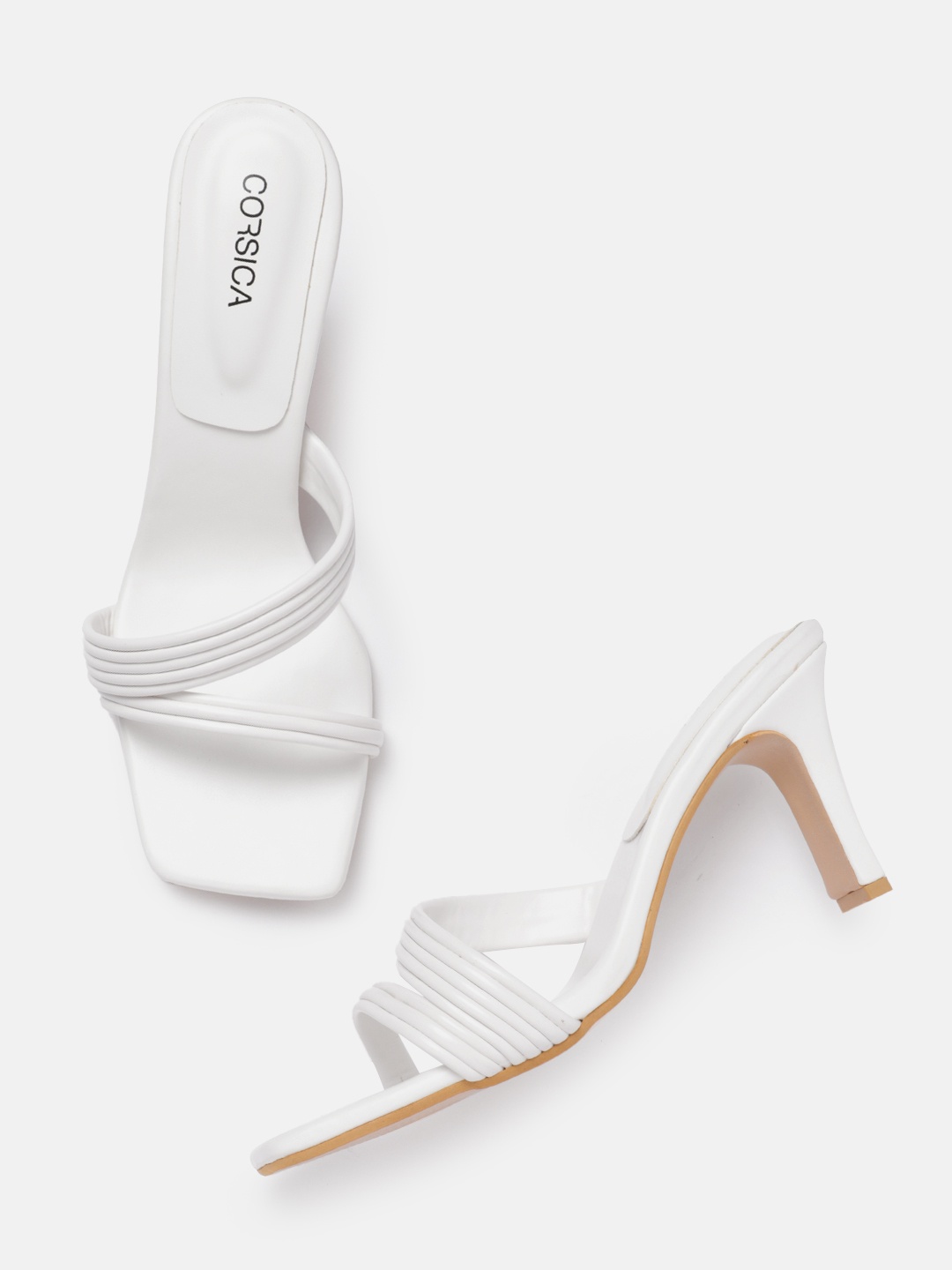 

CORSICA Open-Toe Block Heels, White