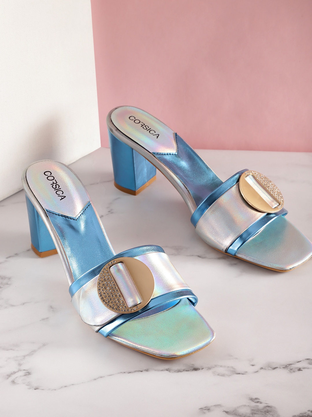 

CORSICA Women Embellished Party Block Heels, Blue