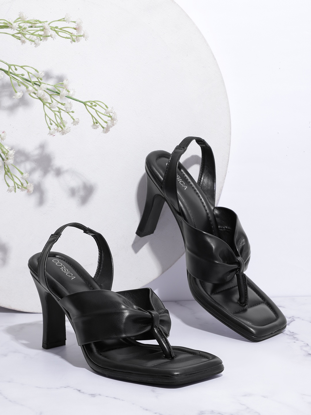 

CORSICA Open-Toe Block Heels, Black