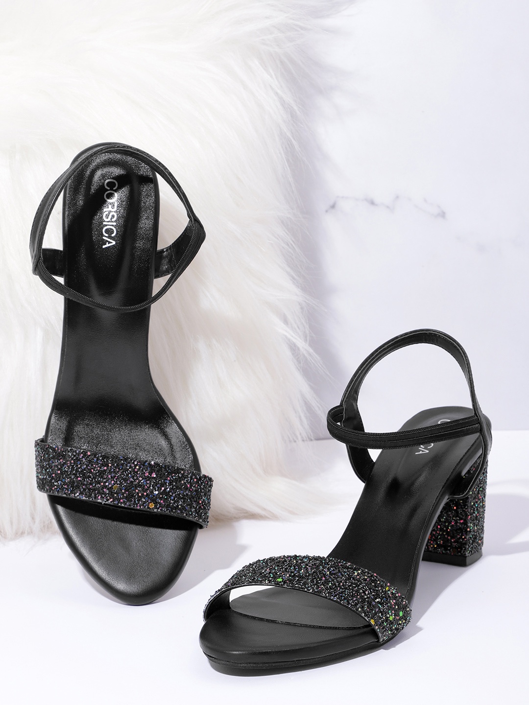 

CORSICA Textured Block Heel, Black