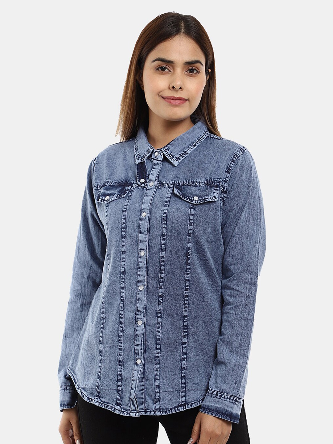 

V-Mart Women Blue Classic Casual Shirt