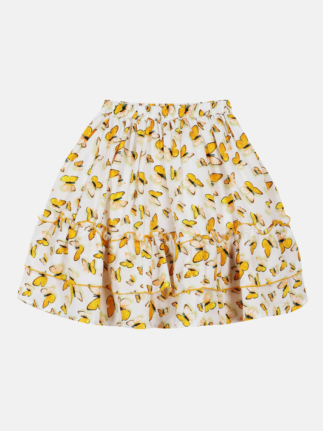 

KiddoPanti Girls Floral Printed Flared Mini Skirt, White