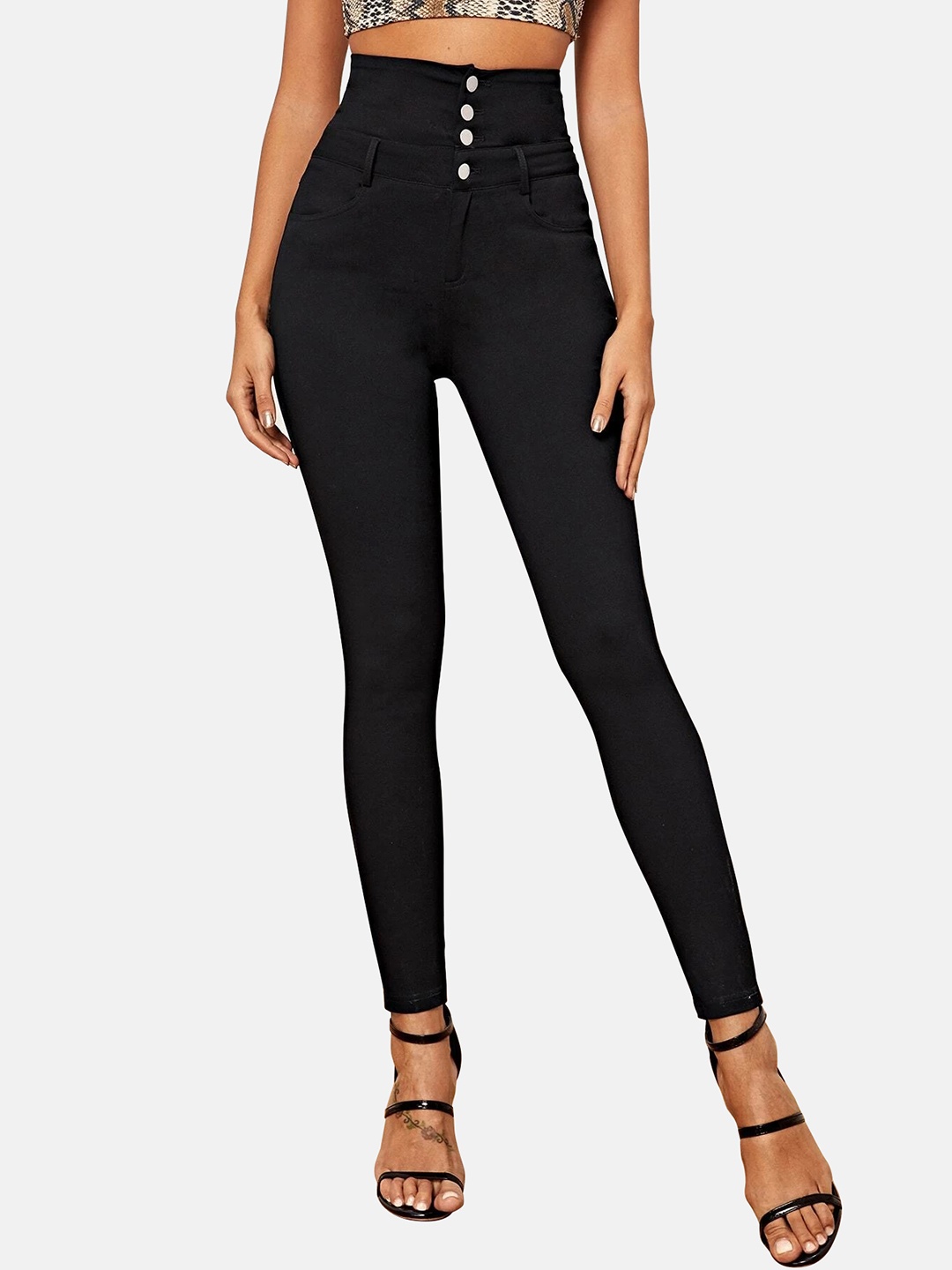 

BUY NEW TREND Women Cotton Skinny Fit High-Rise Jeans, Black