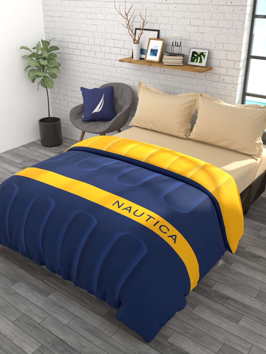 

Nautica Blue & Yellow AC Room 400 GSM Double Bed Comforter