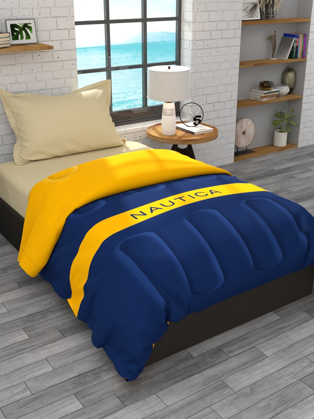 

Nautica Blue & Yellow AC Room 110 GSM Single Bed Comforter