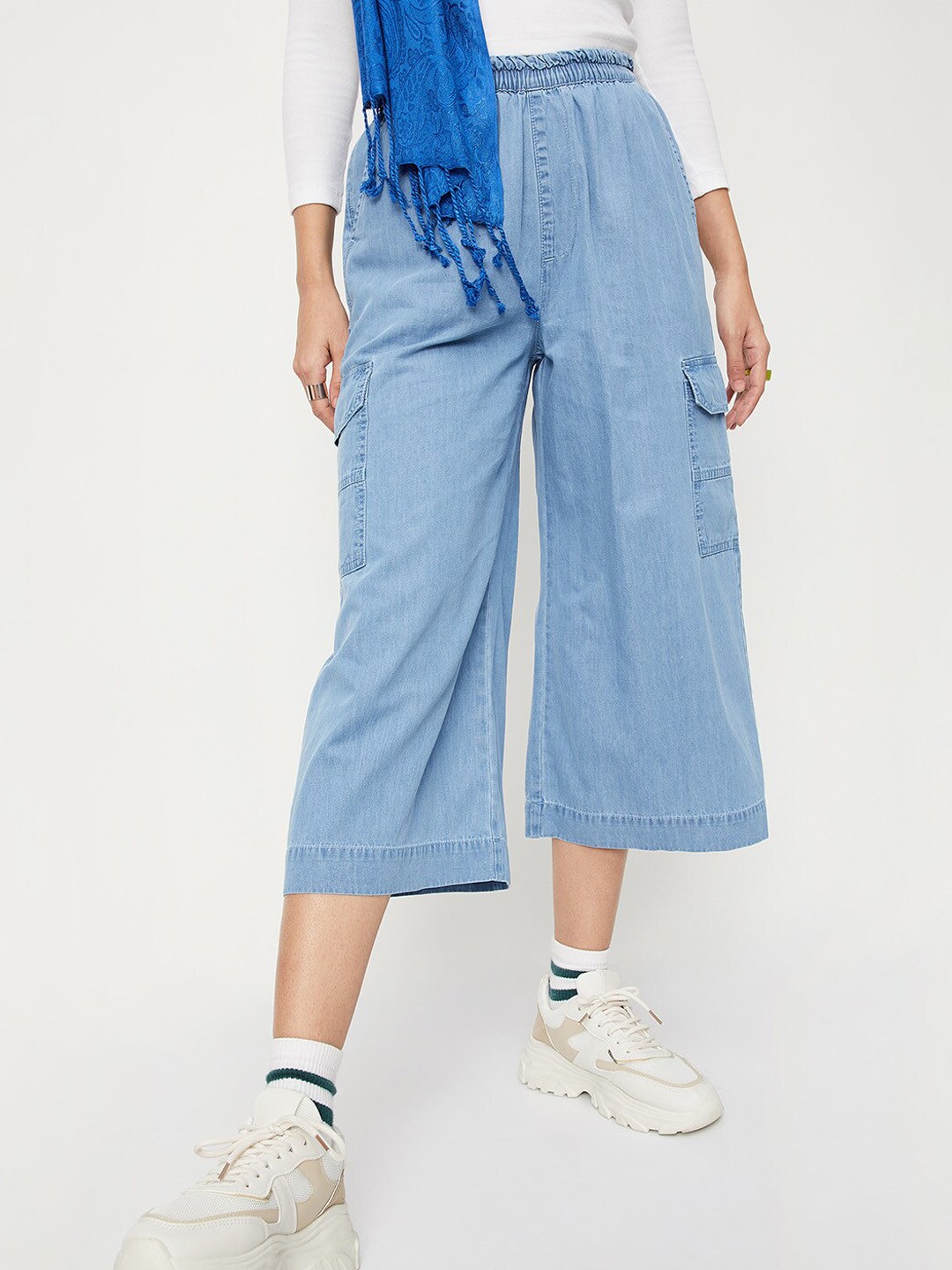 

max Women Pure Cotton Culottes Trousers, Blue