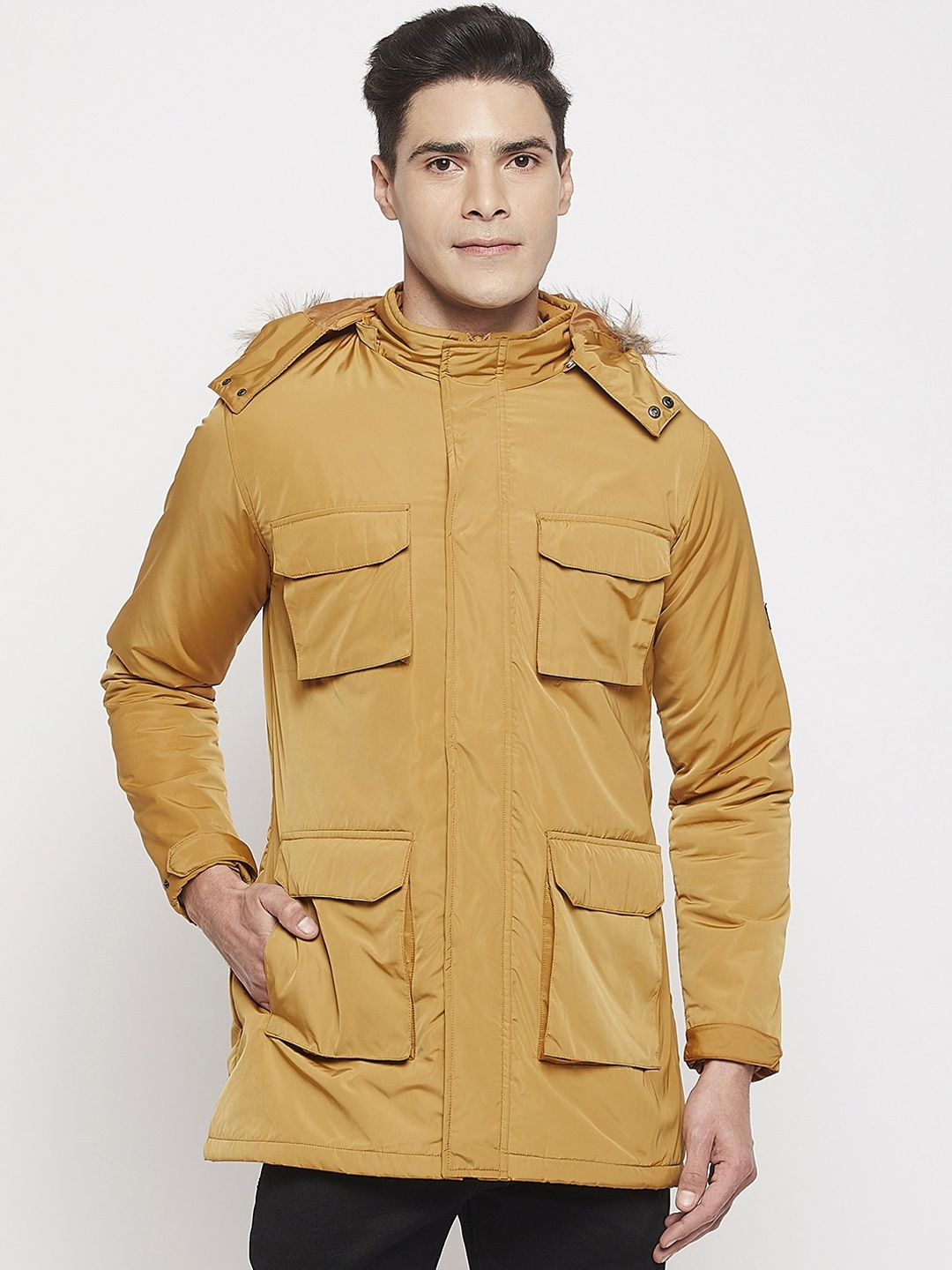 

Okane Men Lightweight Longline Parka Jacket, Mustard