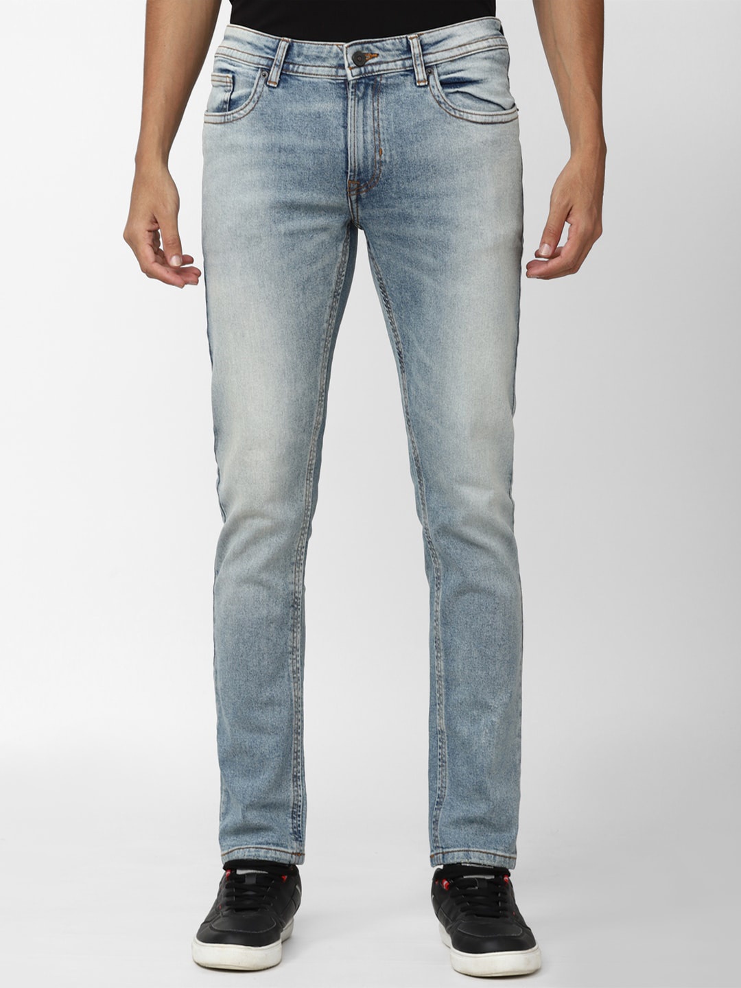 

Peter England Casuals Men Cotton Skinny Fit Heavy Fade Jeans, Blue