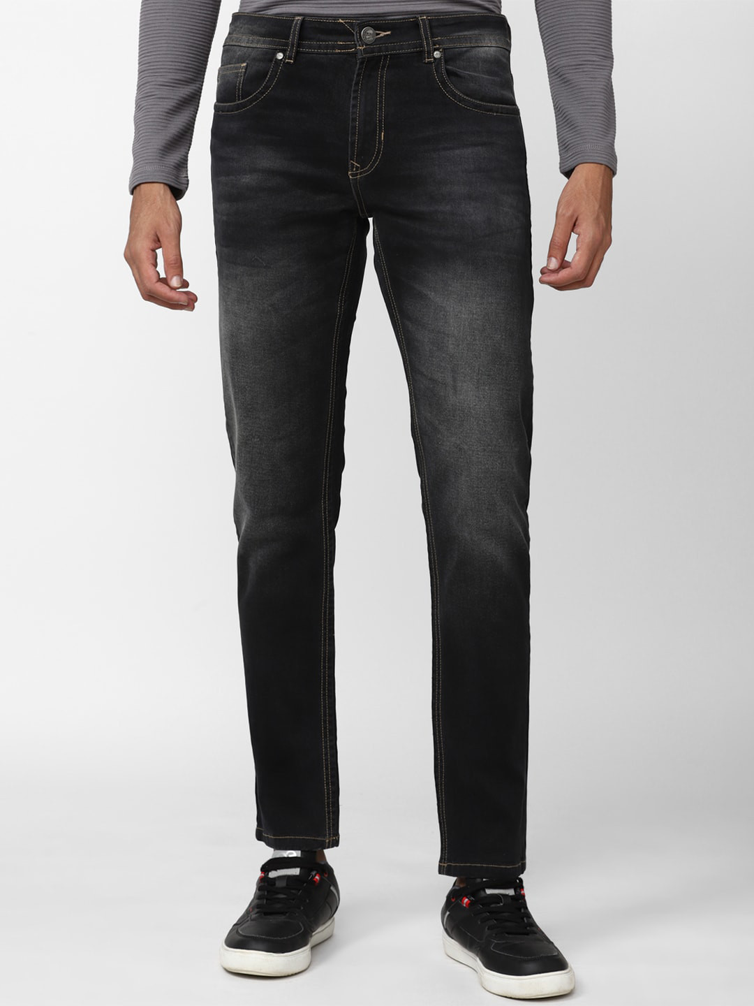 

Peter England Casuals Men Heavy Fade Cotton Jeans, Black