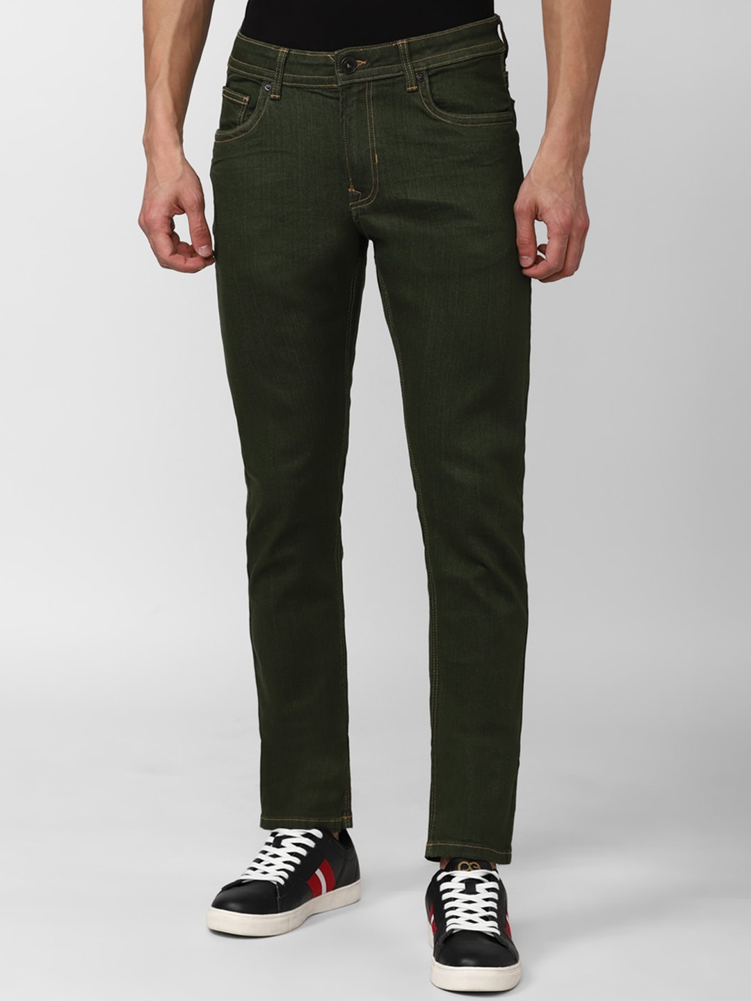 

Peter England Casuals Men Solid Slim Fit Mid-Rise Jeans, Olive