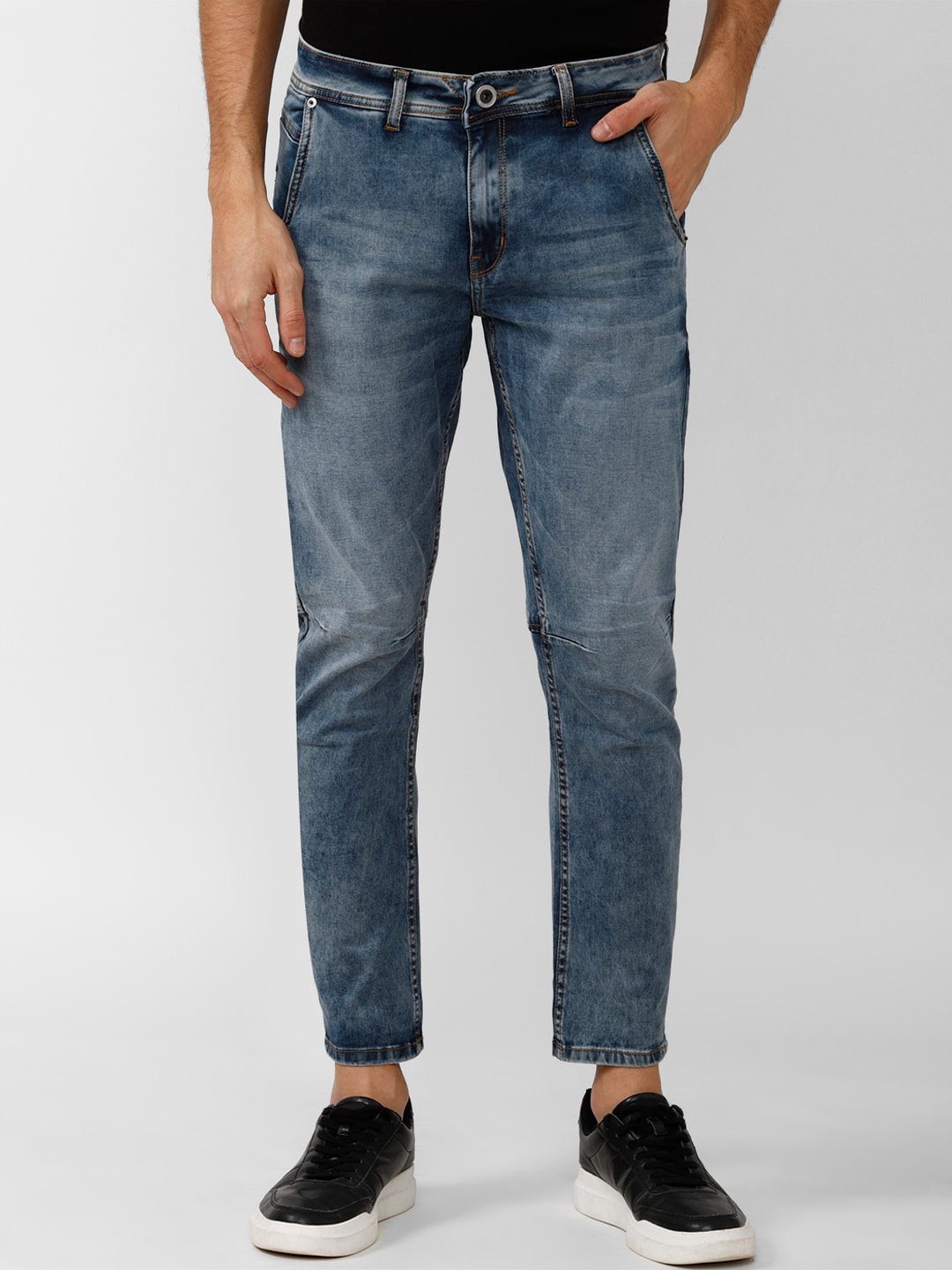 

Peter England Casuals Men Heavy Fade Cropped Jeans, Blue
