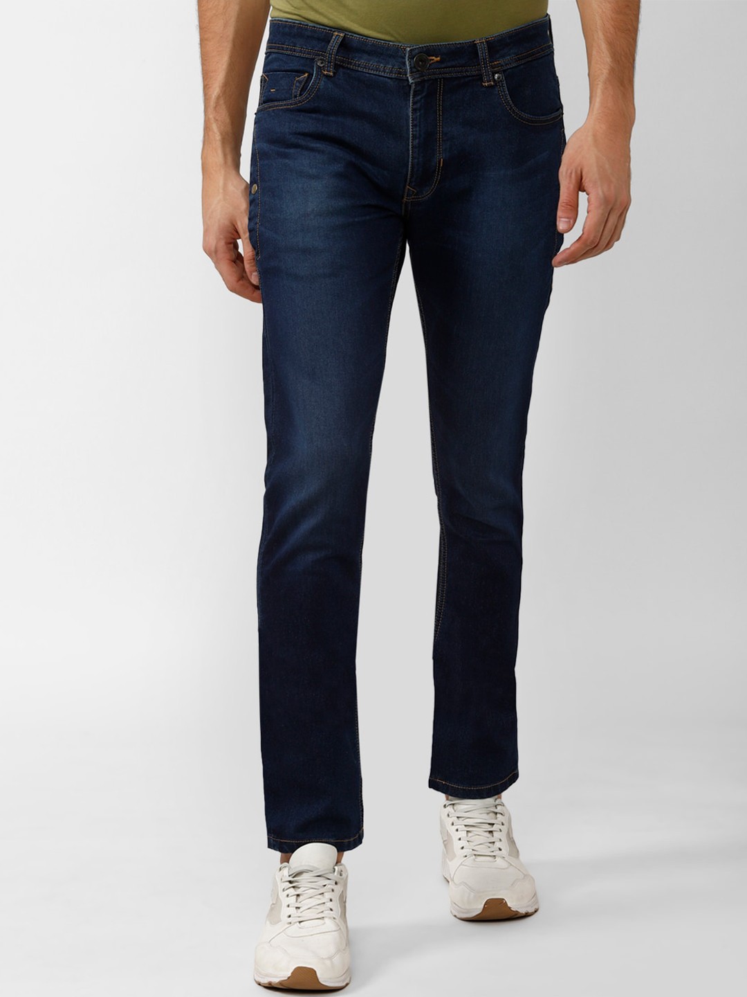 

Peter England Casuals Men Cotton Slim Fit Light Fade Stretchable Jeans, Navy blue