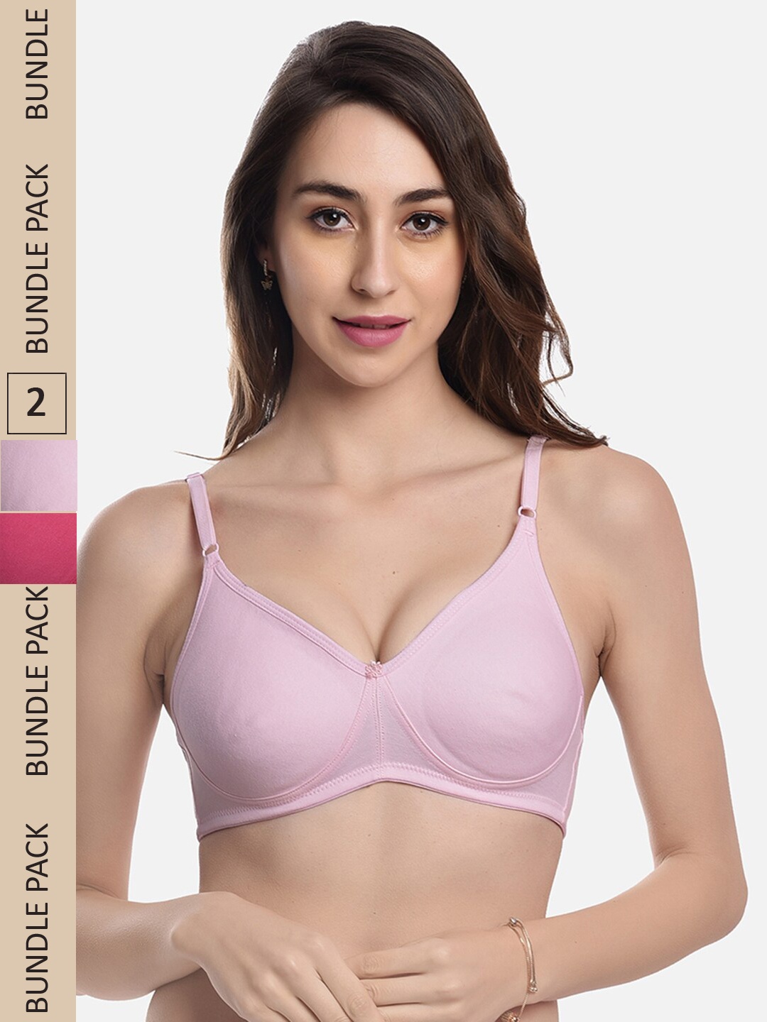 

FIMS Pack of 2 Cotton Everyday Bra, Pink