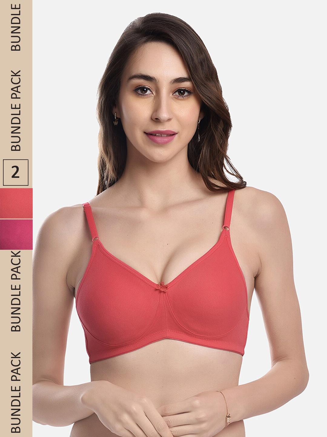 

FIMS Pack of 2 Cotton Everyday Bra, Fuchsia