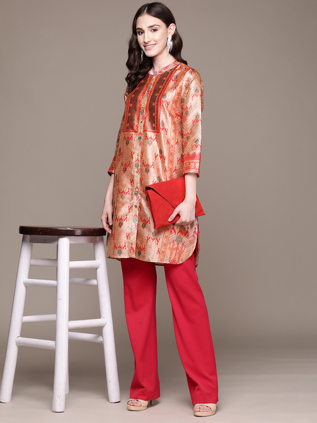 

aarke Ritu Kumar Geometric Printed Kurta, Beige