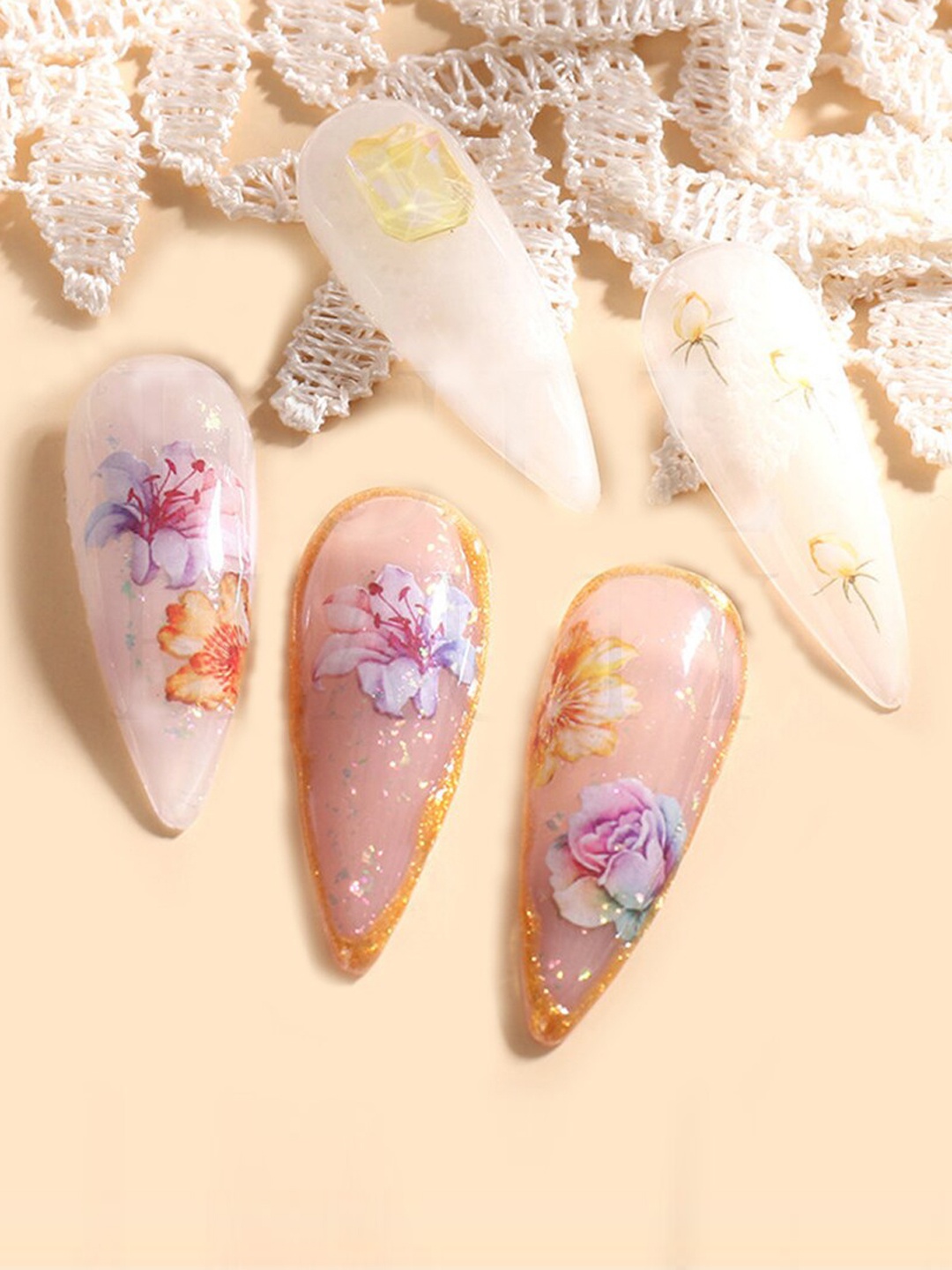 

S.A.V.I. Set of 12 Sheets Water Transfer DIY Nail Art Sticker, Multi