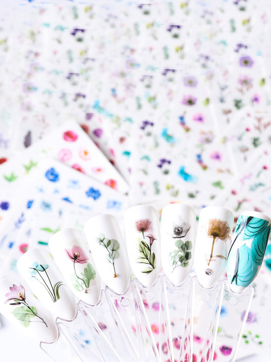 

S.A.V.I. Flower Series Water Transfer DIY Nail Sticker - 10 Sheets, Multi