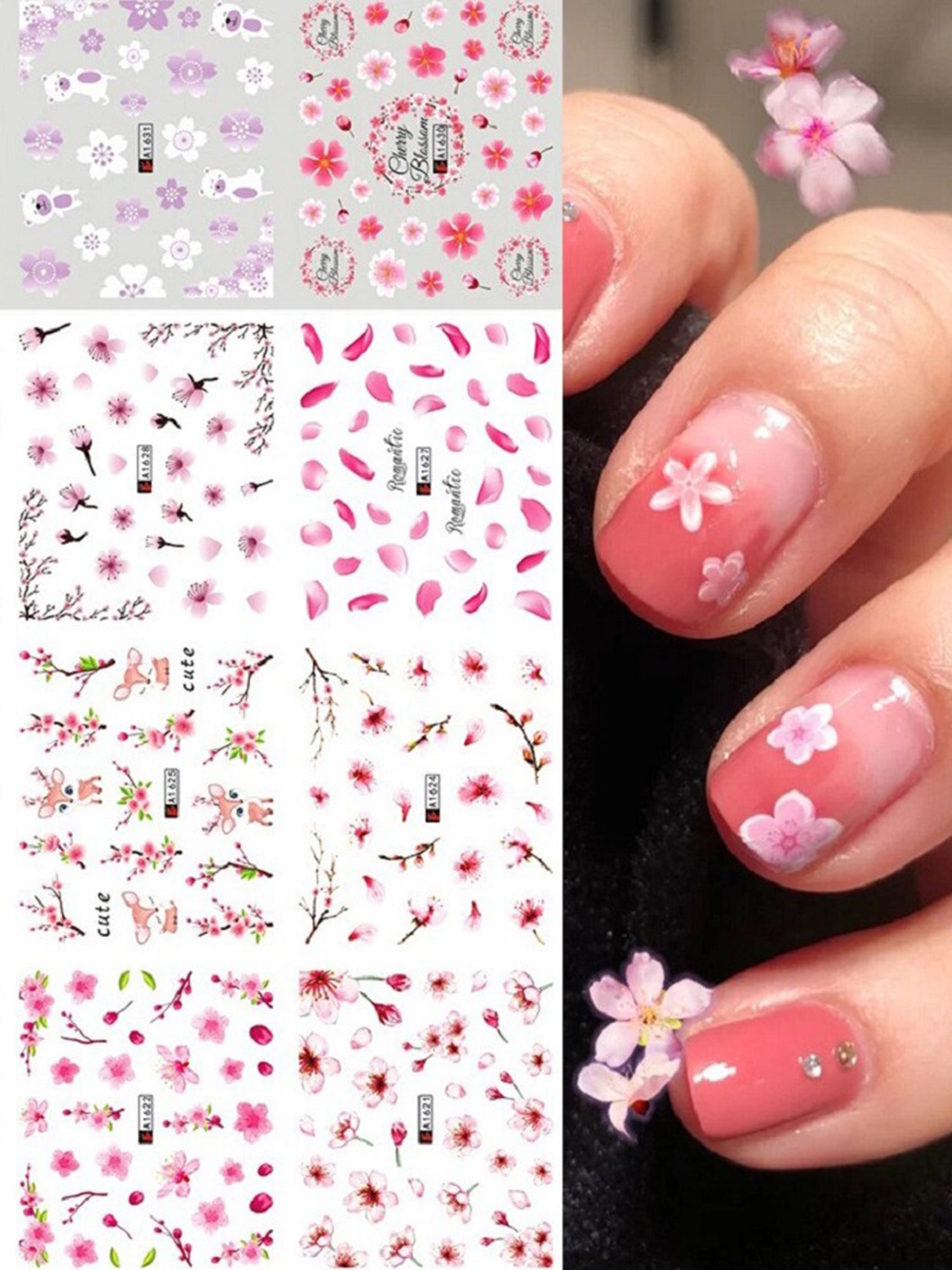 

S.A.V.I. Set Of 12 Sheets of DIY Nail Art Water Transfer Decals, Pink