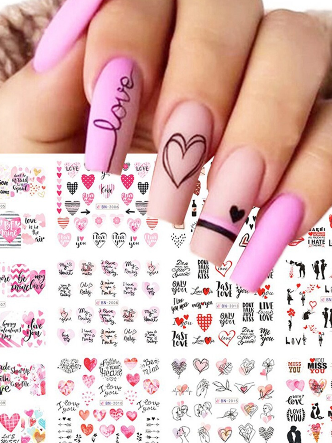 

S.A.V.I. Set Of 12 Sheets of Water Transfer DIY Nail Art Stickers, Multi