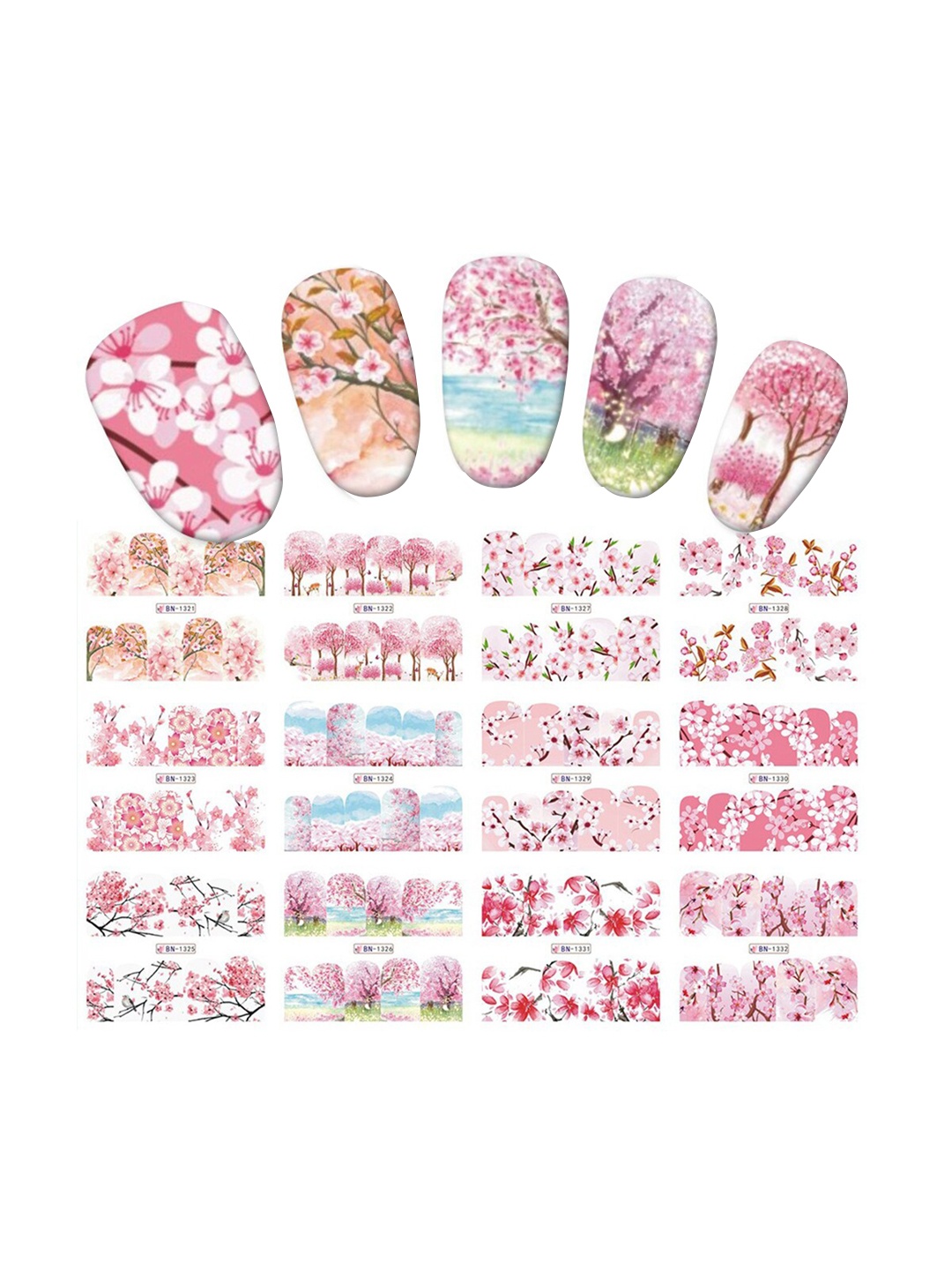 

S.A.V.I. Cherry Blossom Water Transfer DIY Nail Sticker - 12 Sheets, Pink