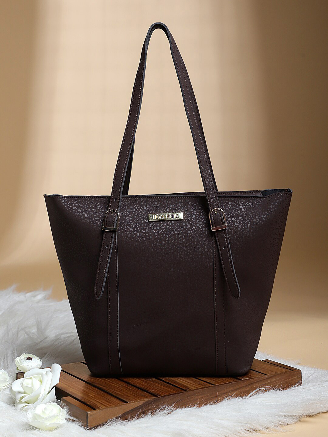 

LEGAL BRIBE Textured Structured Tote Bag, Brown