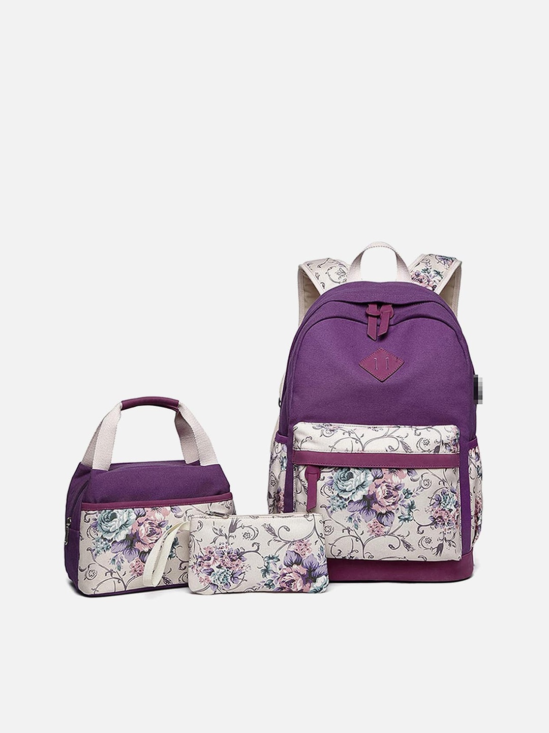

Little Surprise Box LLP Kids Pack Of 3 Colourblocked Backpack, Purple