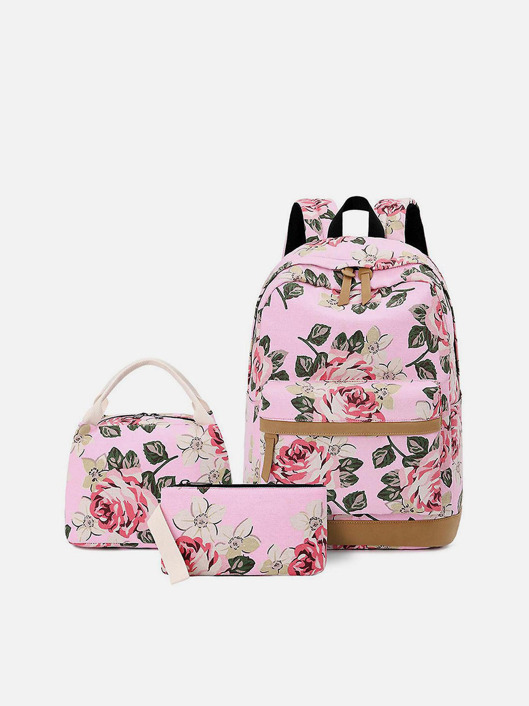 

Little Surprise Box LLP Kids 3 Pcs Backpack with Lunch Bag & Stationery Pouch, Pink