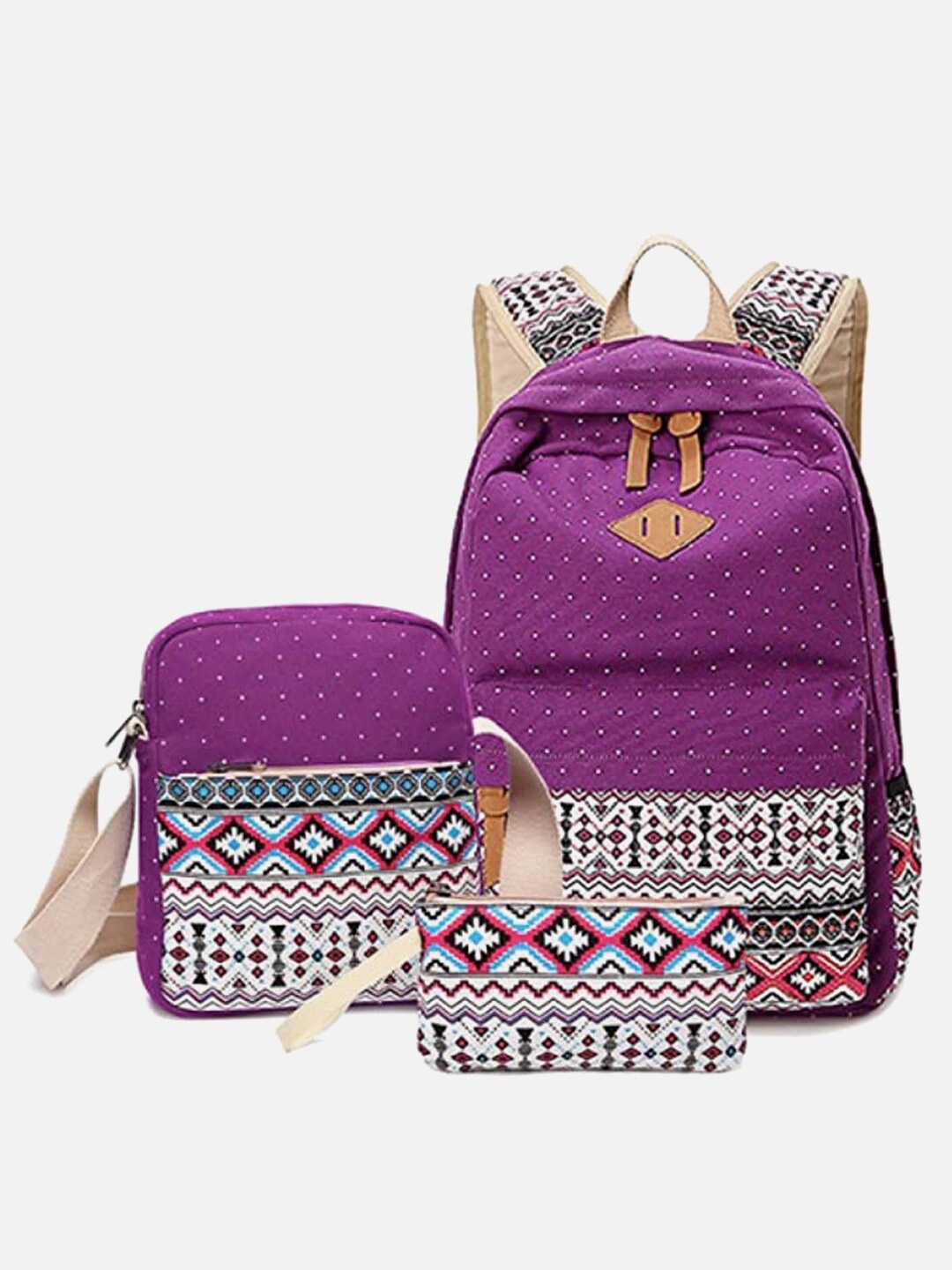 

Little Surprise Box LLP Kids 3 Pcs Backpack with Lunch Bag & Stationery Pouch, Purple