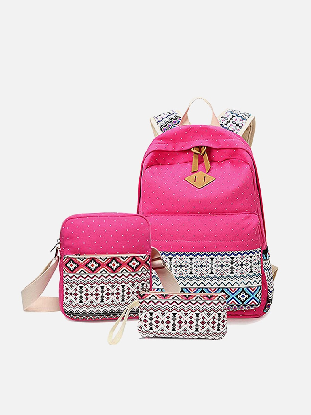 

Little Surprise Box LLP Kids 3 Pcs Backpack with Lunch Bag & Stationery Pouch, Pink