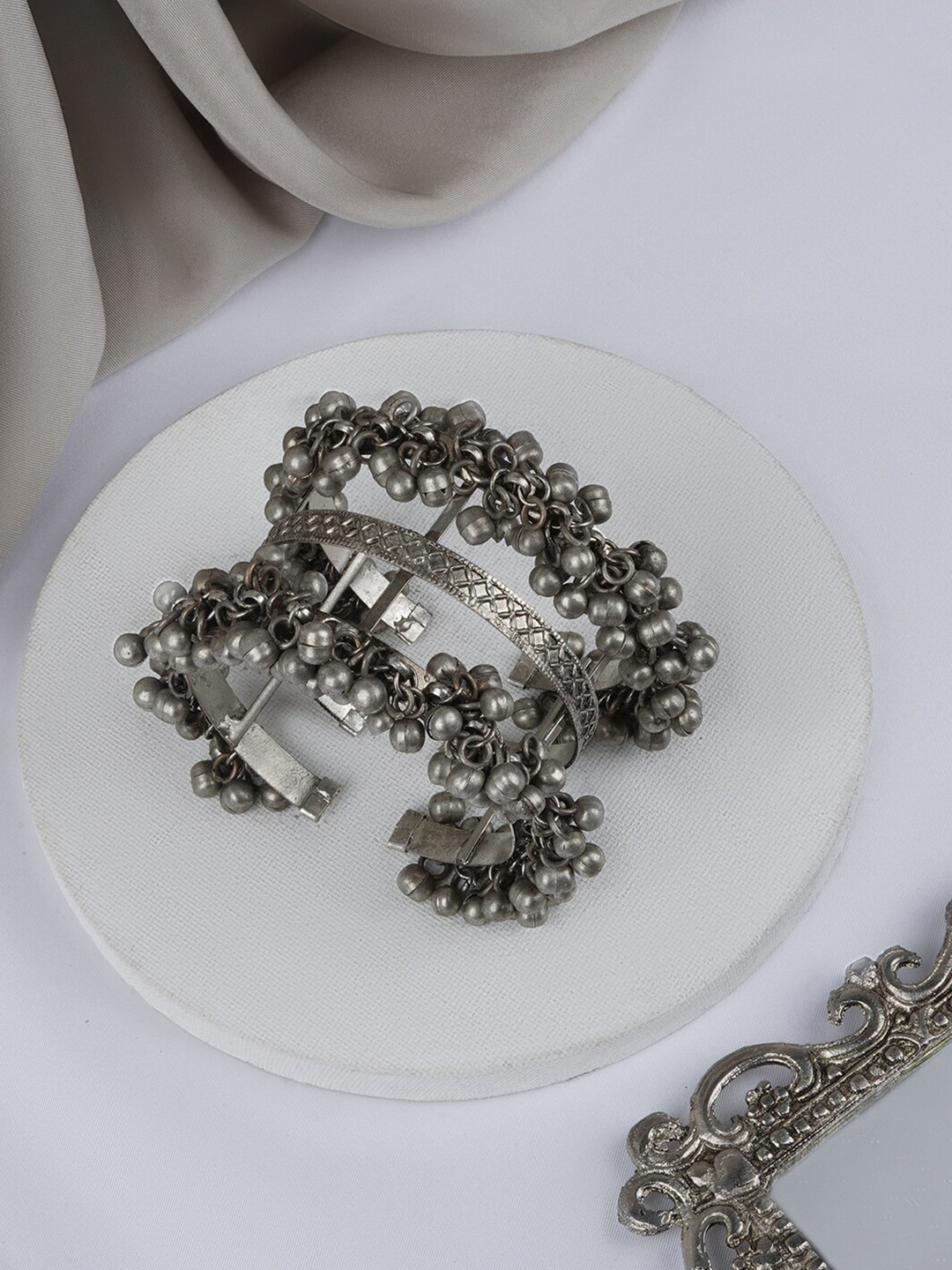 

TEEJH Women Oxidised Silver-Plated Bangle-Style Bracelet