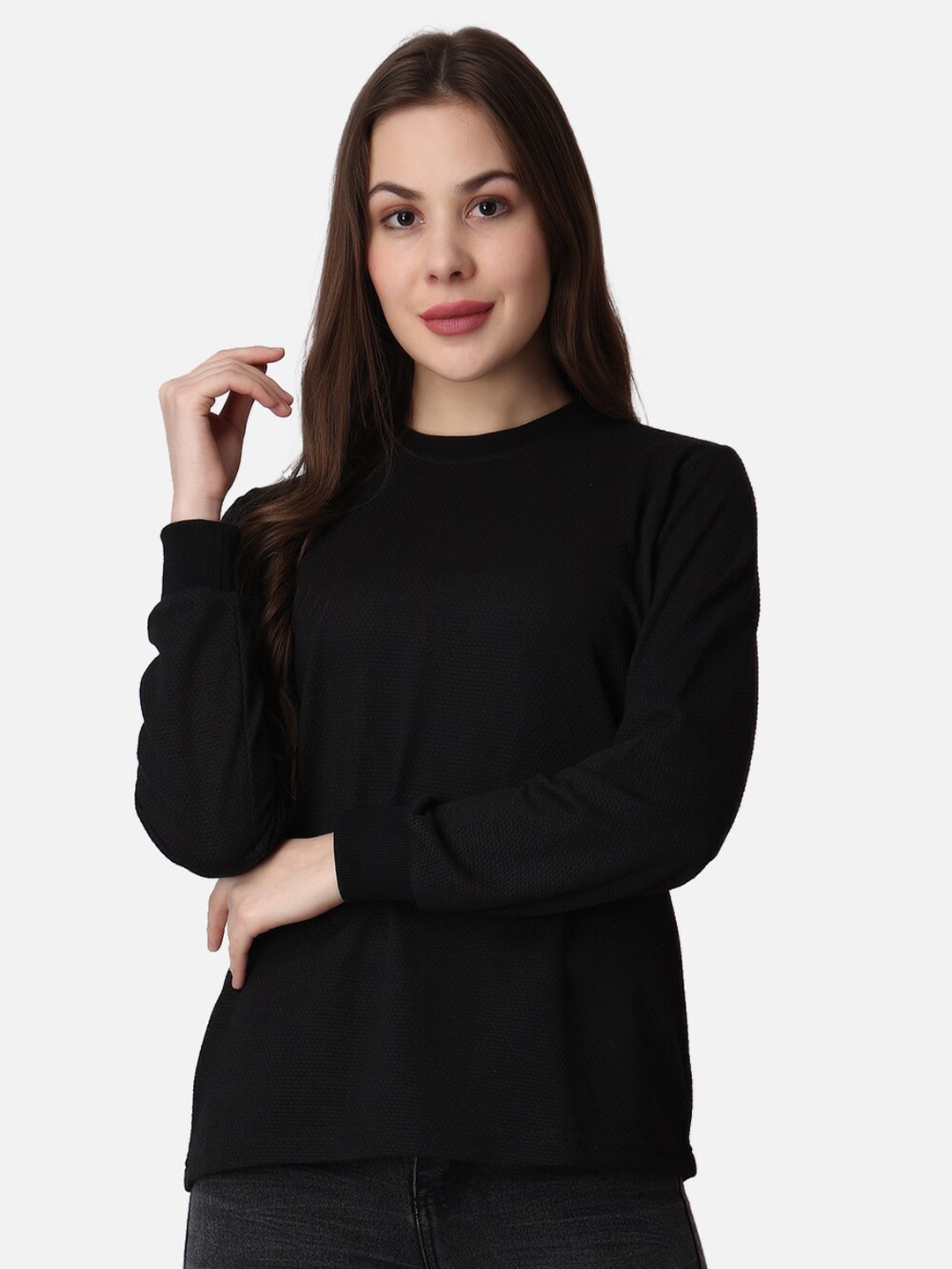 

The Label Bar Women Full Sleeve Regular Fit T-Shirt, Black
