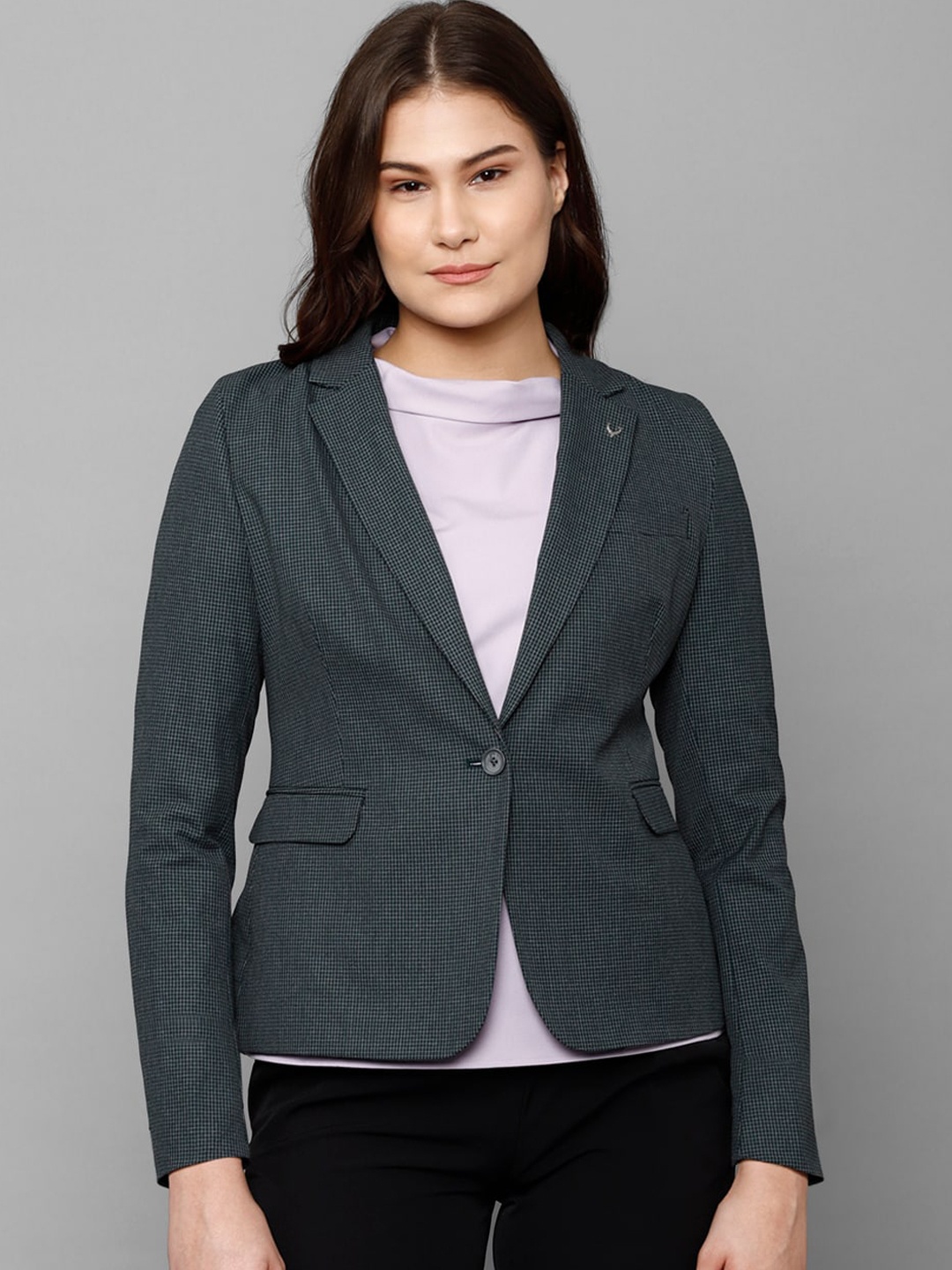 

Allen Solly Woman Women Checked Single-Breasted Blazer, Grey