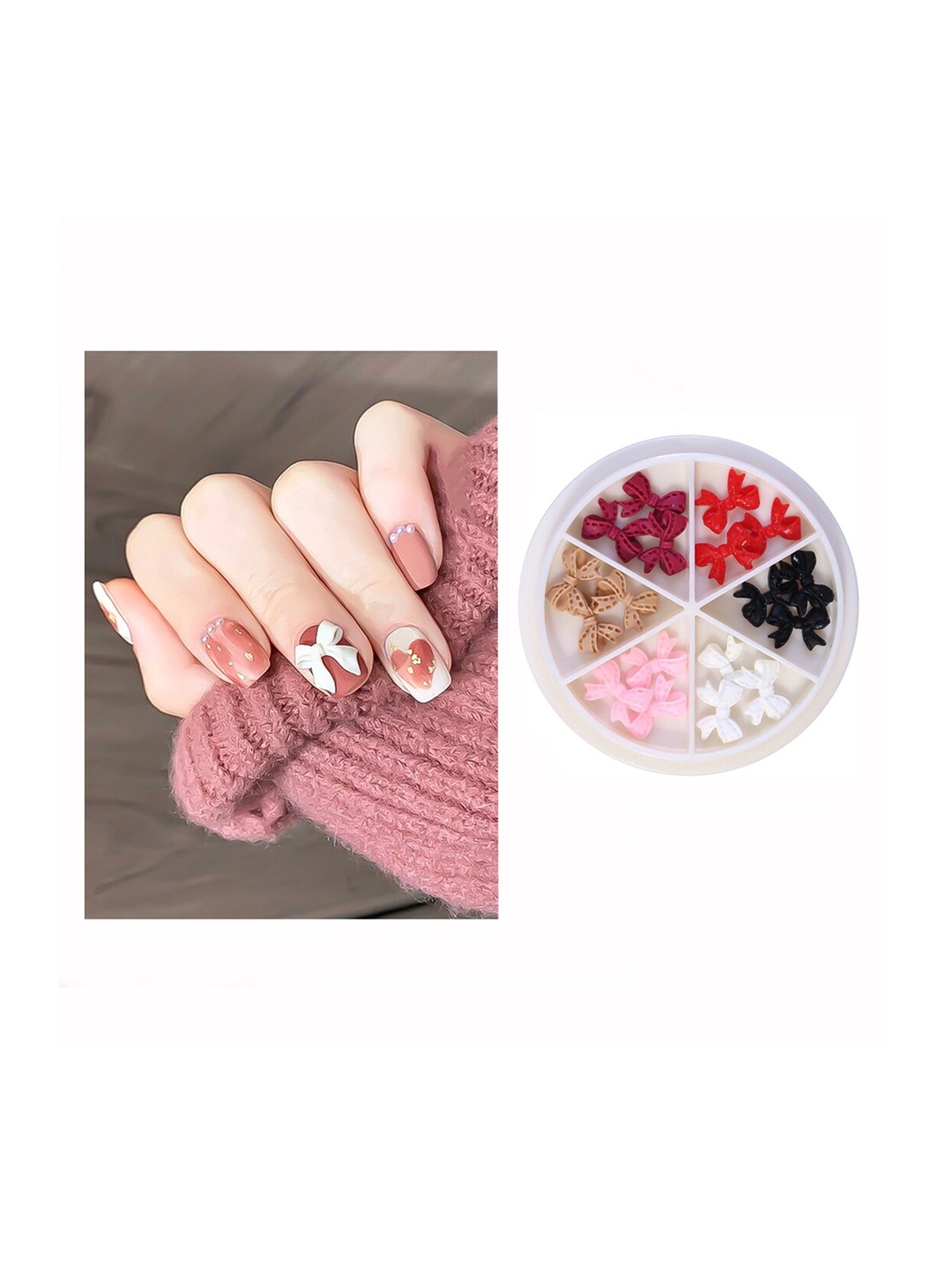 

S.A.V.I. Set of 6 Big 3D Bow Grids Wheel Accessories DIY Nail Art Sticker, Multi